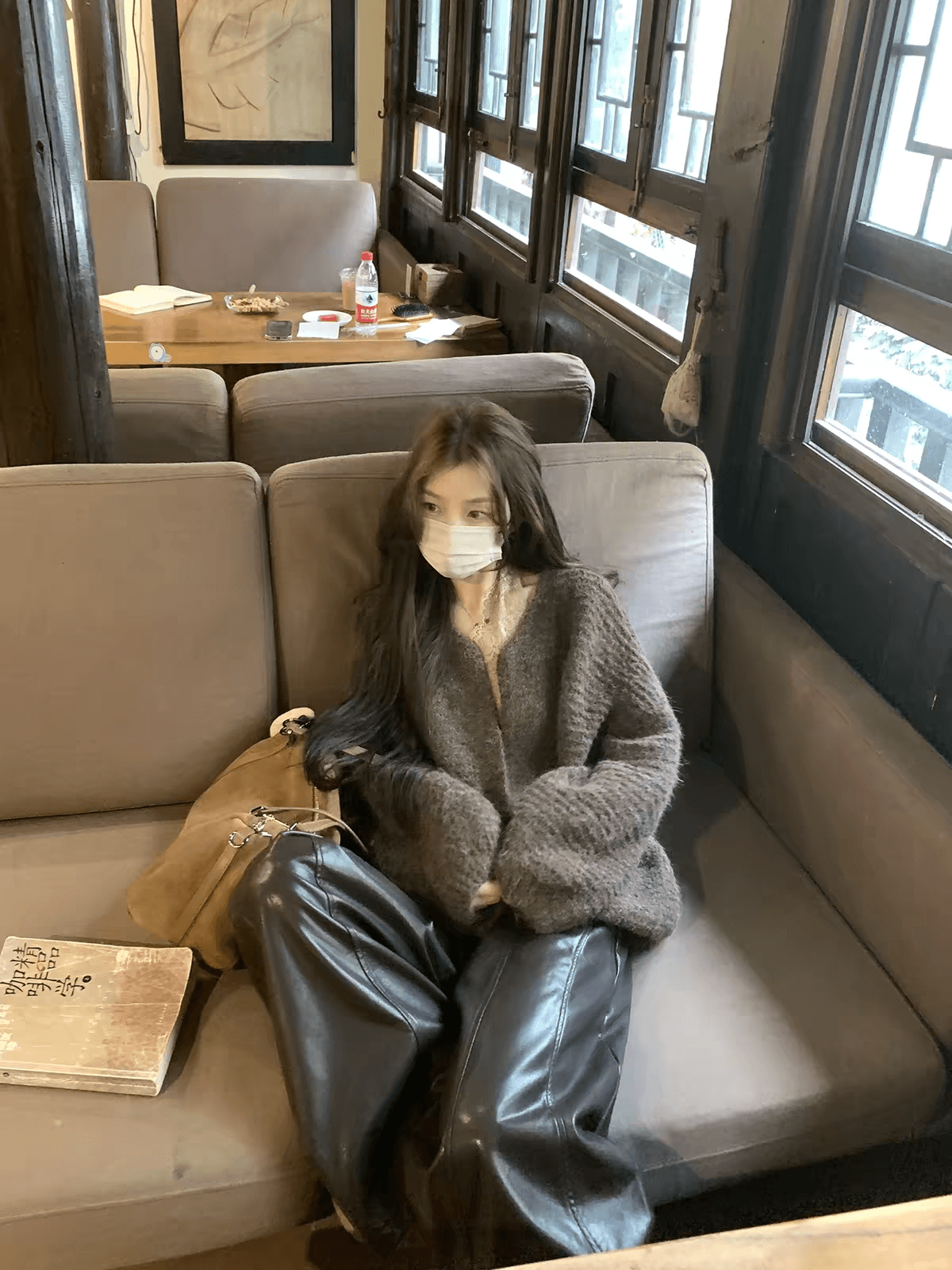xxiiuu 느슨함 지배 느긋한 플리스 니트 오픈 가디건 여성 루즈핏 대 프로필 모양 부드러운 찹쌀 스웨터 코트 상세 이미지 5