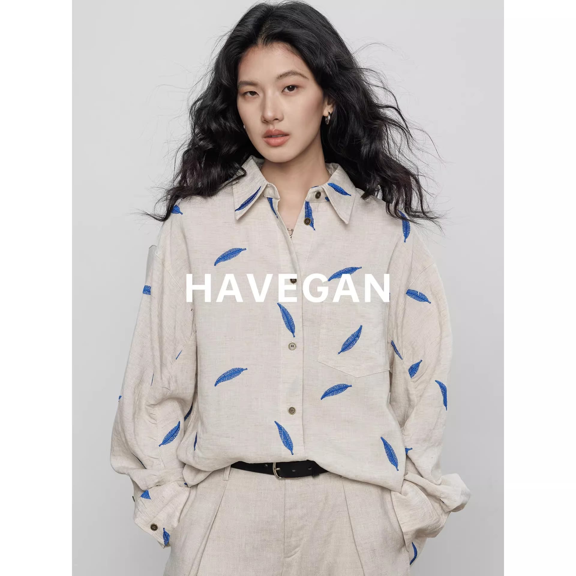 와 객실 havegan 봄 긴팔 자수 주간 실크 라미 여성 셔츠 디자인 센스 2026 새로운 캐주얼 맨위