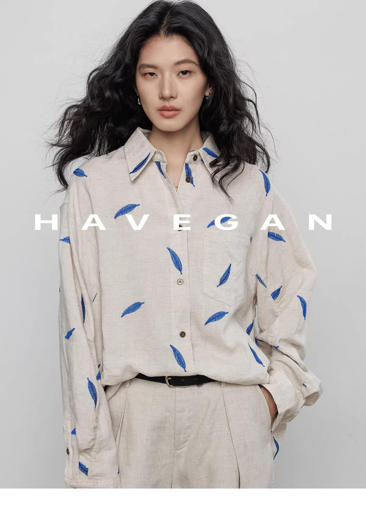 와 객실 havegan 봄 긴팔 자수 주간 실크 라미 여성 셔츠 디자인 센스 2026 새로운 캐주얼 맨위 상세 이미지 8