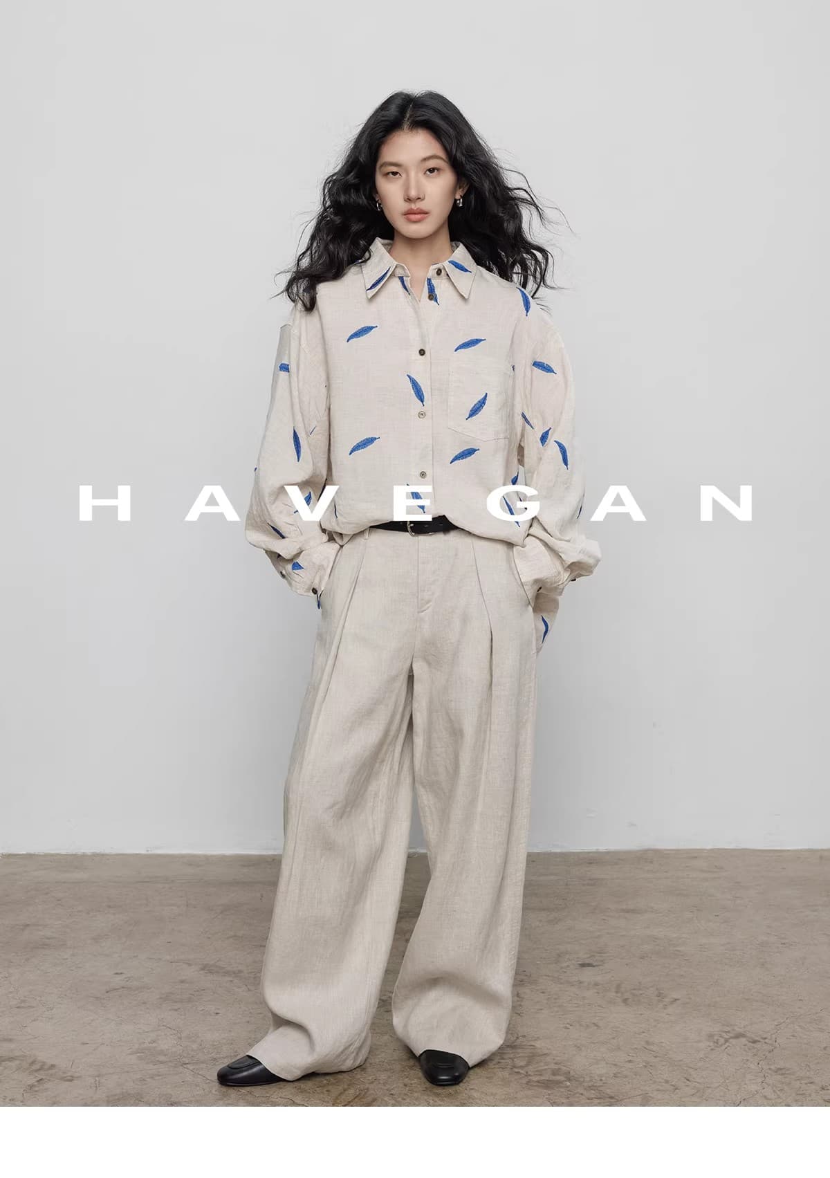 와 객실 havegan 봄 긴팔 자수 주간 실크 라미 여성 셔츠 디자인 센스 2026 새로운 캐주얼 맨위 상세 이미지 10