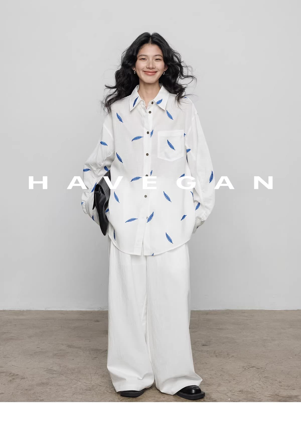 와 객실 havegan 봄 긴팔 자수 주간 실크 라미 여성 셔츠 디자인 센스 2026 새로운 캐주얼 맨위 상세 이미지 14