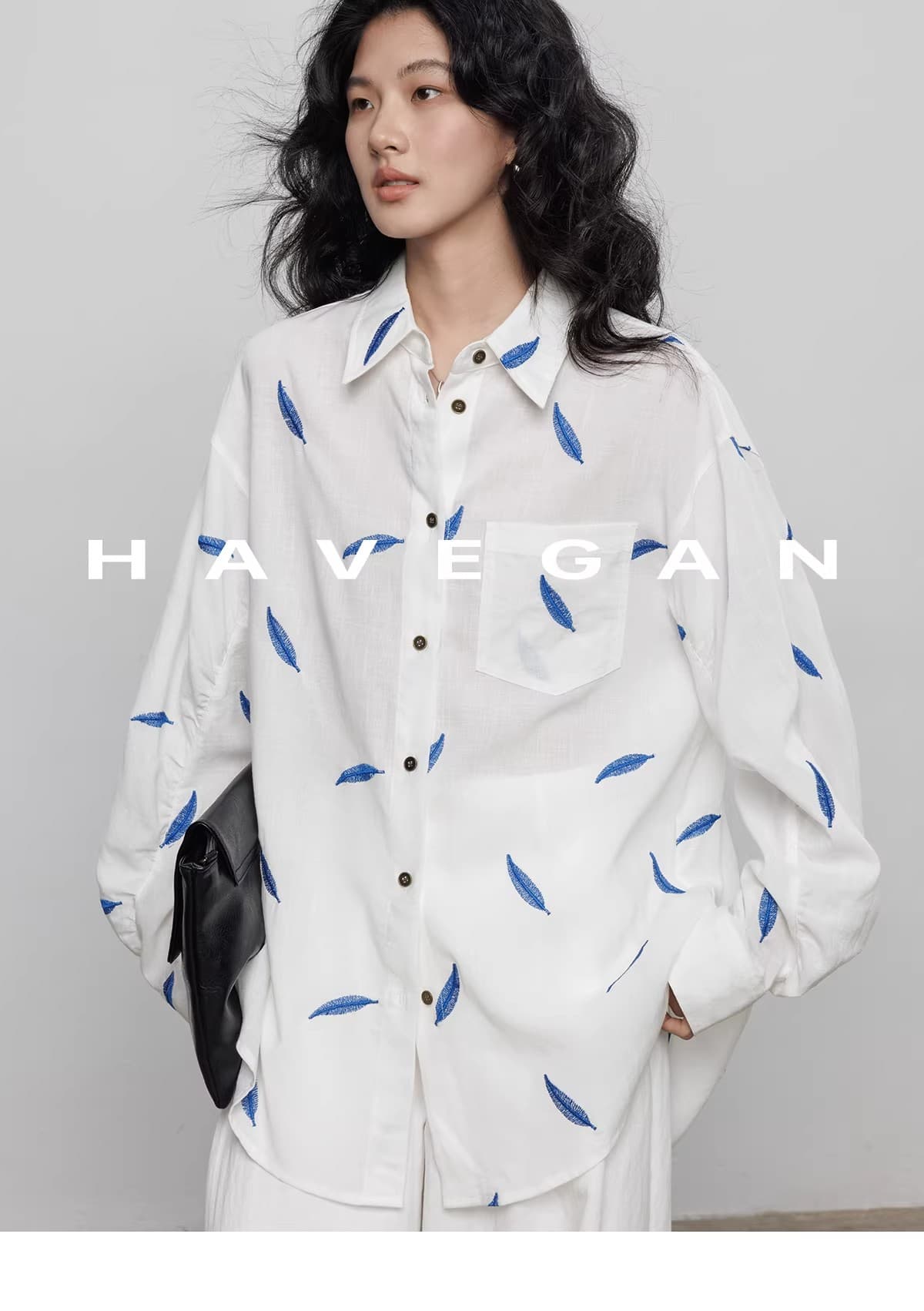와 객실 havegan 봄 긴팔 자수 주간 실크 라미 여성 셔츠 디자인 센스 2026 새로운 캐주얼 맨위 상세 이미지 16