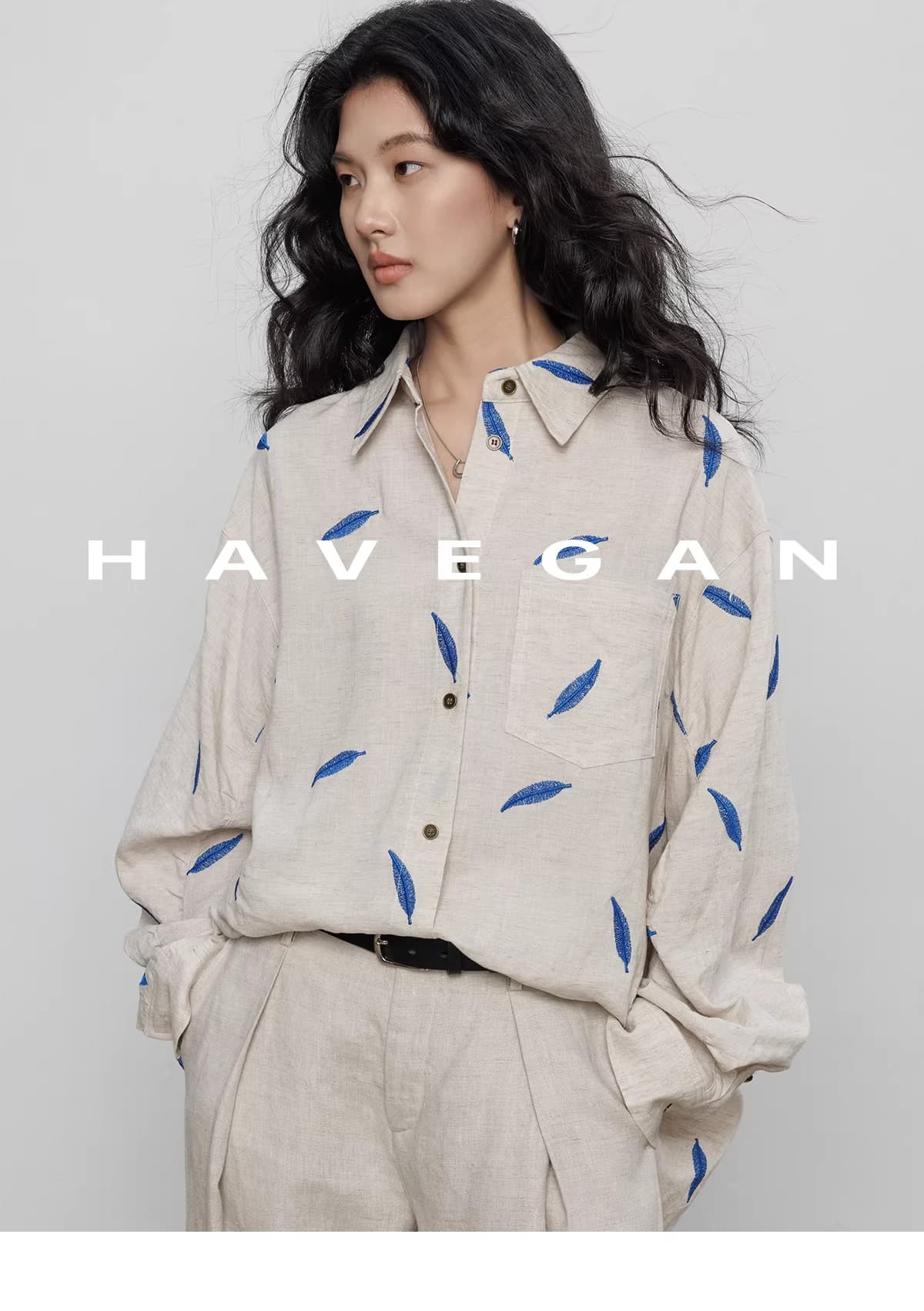 와 객실 havegan 봄 긴팔 자수 주간 실크 라미 여성 셔츠 디자인 센스 2026 새로운 캐주얼 맨위 상세 이미지 18