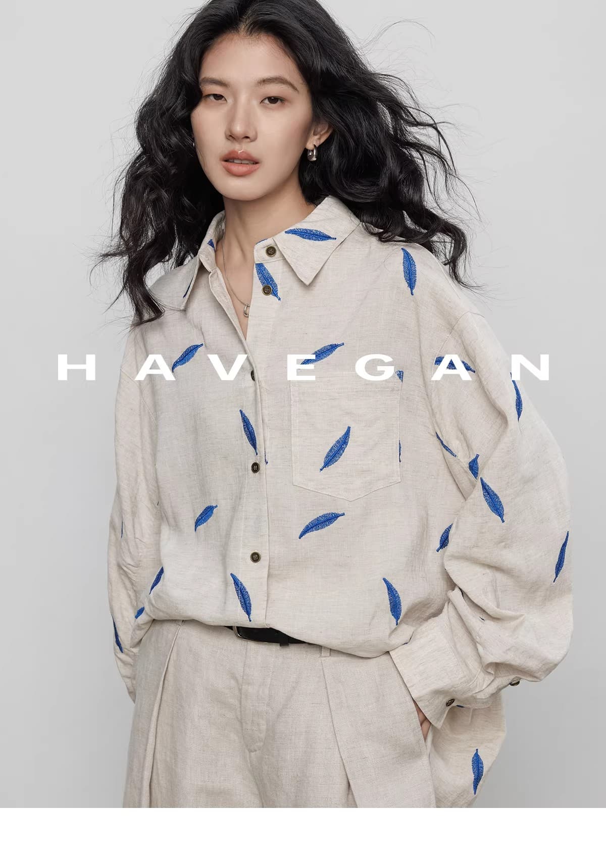 와 객실 havegan 봄 긴팔 자수 주간 실크 라미 여성 셔츠 디자인 센스 2026 새로운 캐주얼 맨위 상세 이미지 19