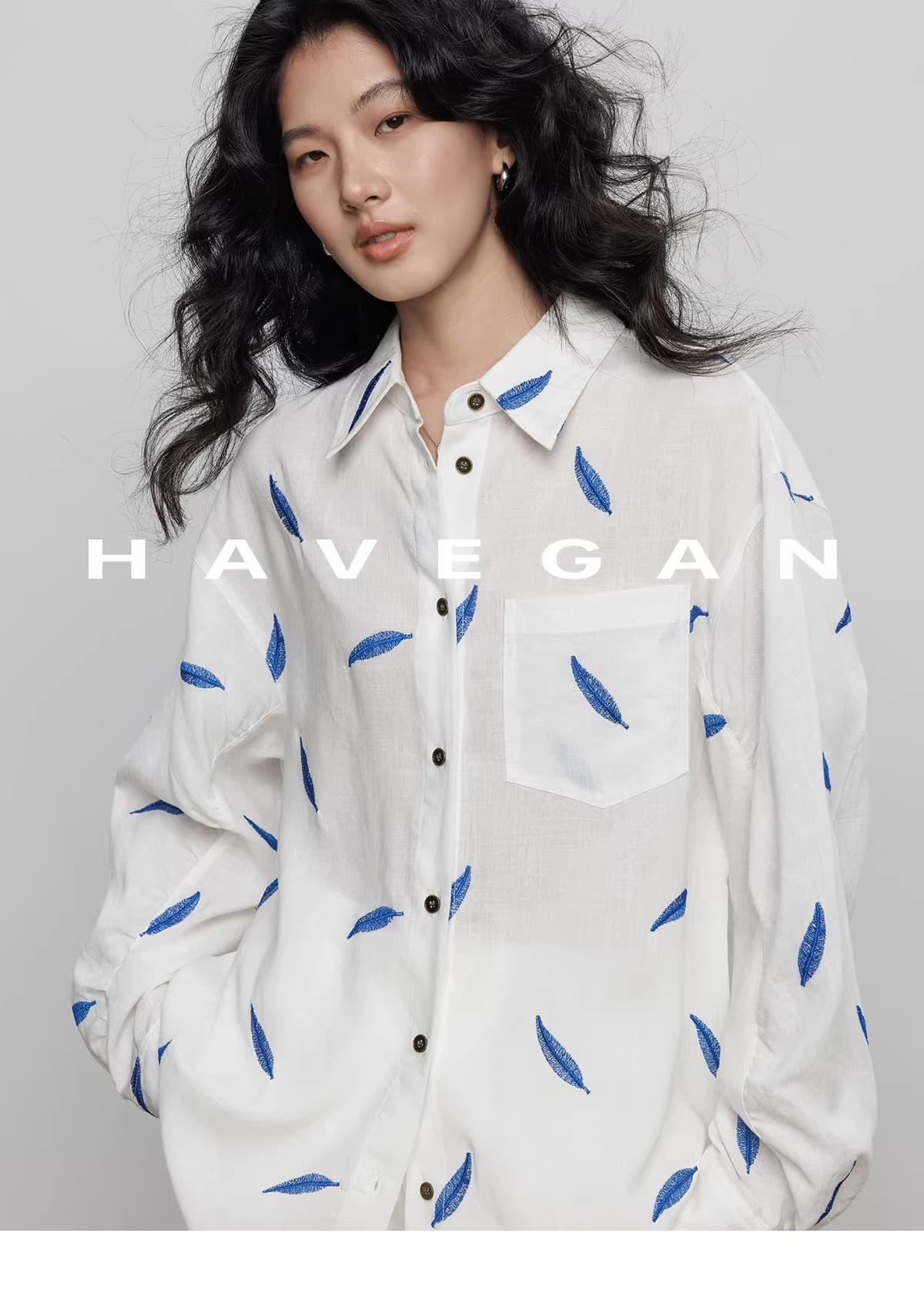 와 객실 havegan 봄 긴팔 자수 주간 실크 라미 여성 셔츠 디자인 센스 2026 새로운 캐주얼 맨위 상세 이미지 21