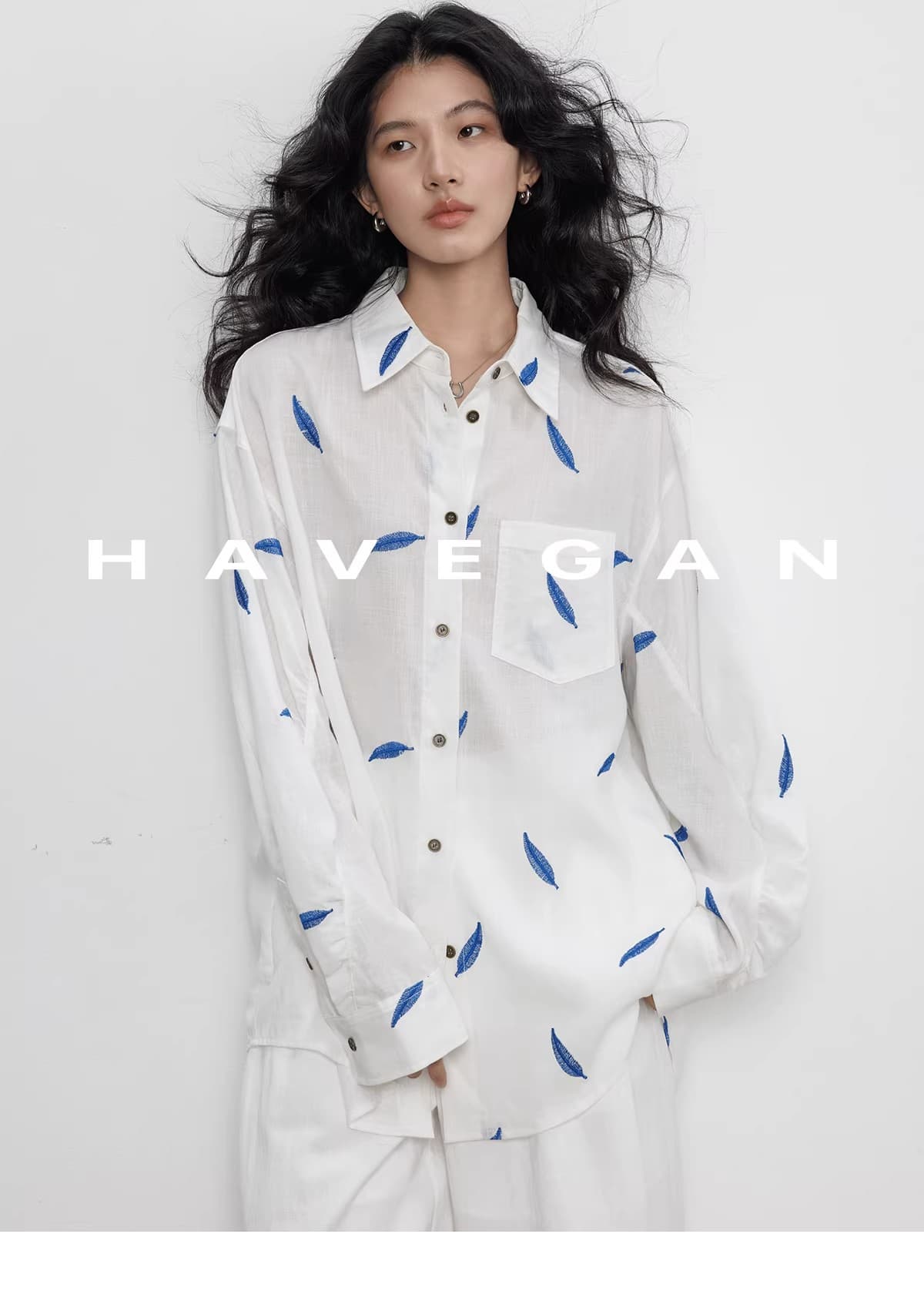 와 객실 havegan 봄 긴팔 자수 주간 실크 라미 여성 셔츠 디자인 센스 2026 새로운 캐주얼 맨위 상세 이미지 23