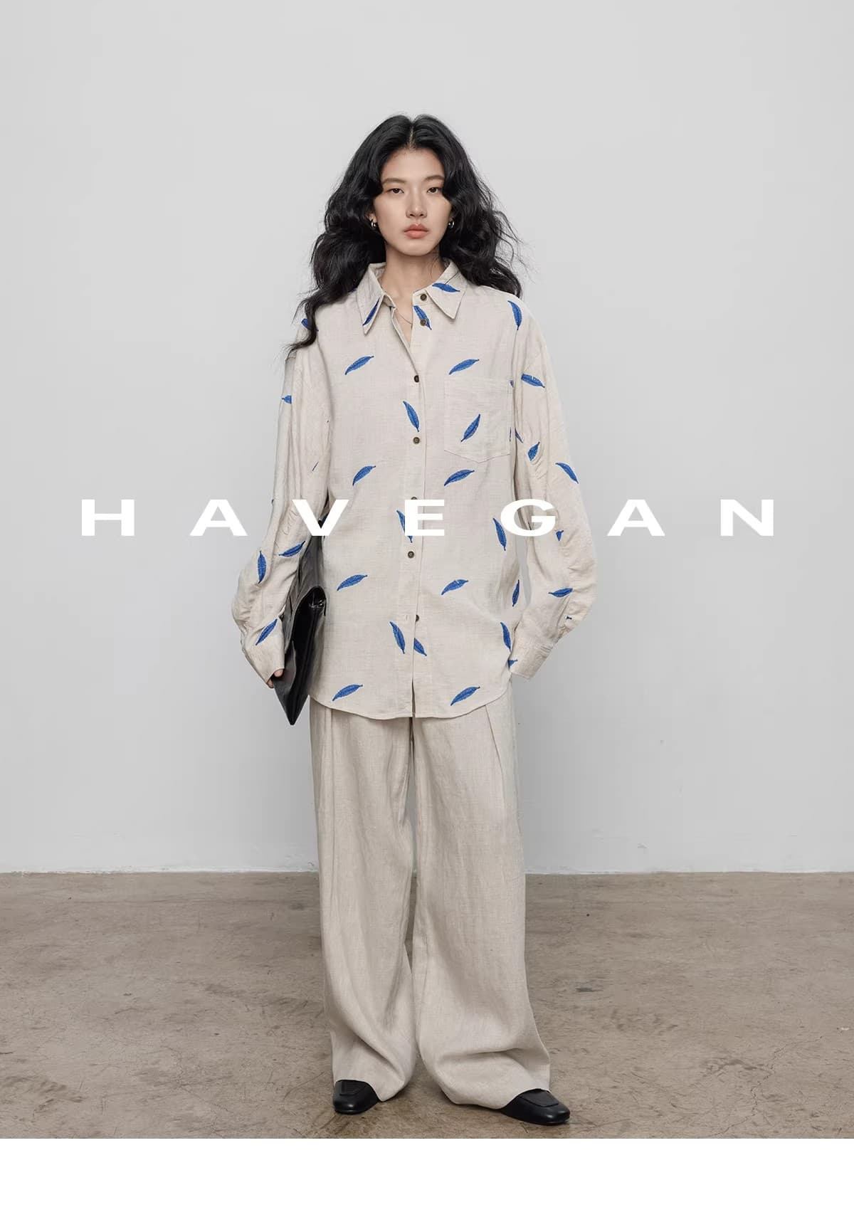 와 객실 havegan 봄 긴팔 자수 주간 실크 라미 여성 셔츠 디자인 센스 2026 새로운 캐주얼 맨위 상세 이미지 27
