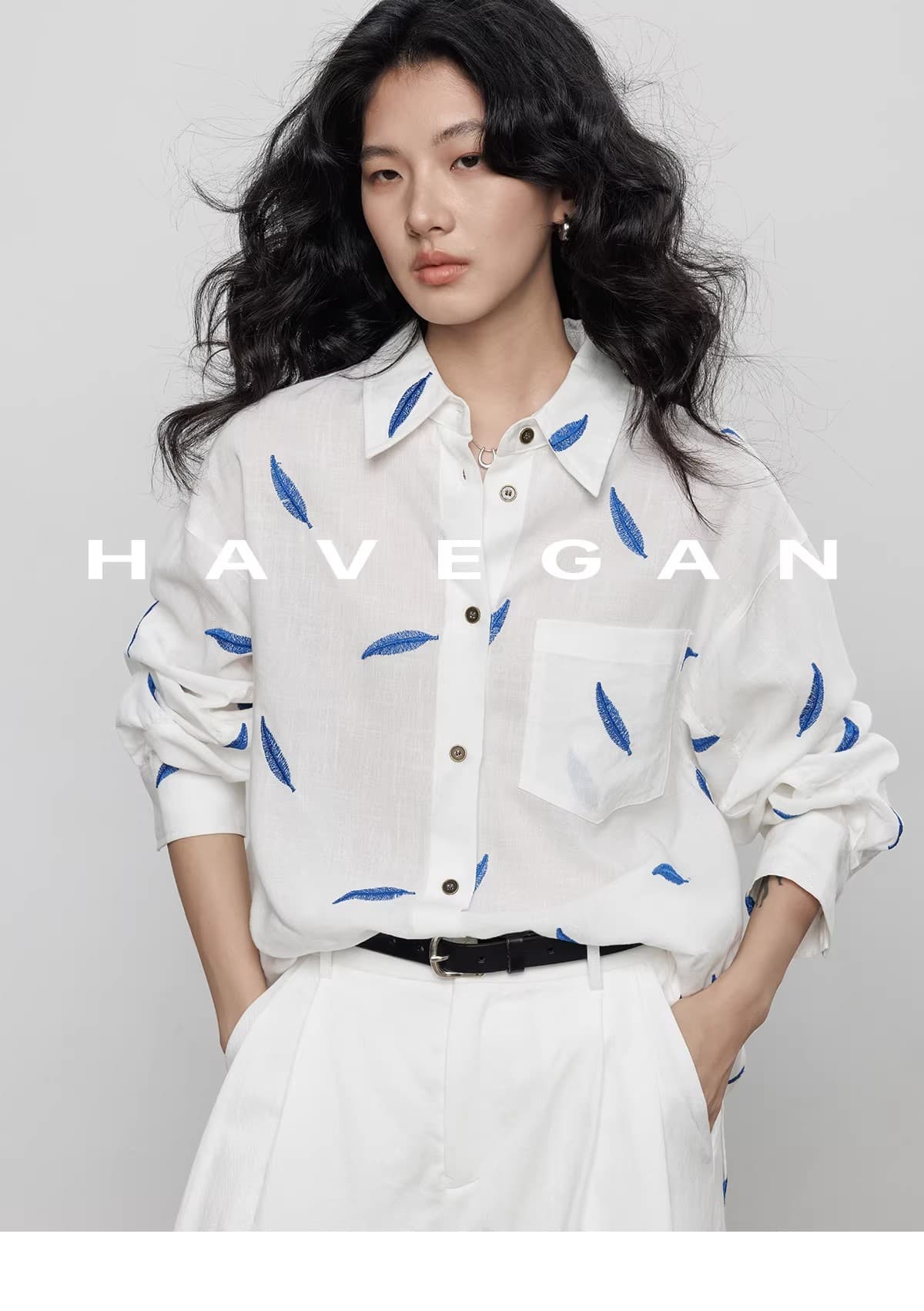 와 객실 havegan 봄 긴팔 자수 주간 실크 라미 여성 셔츠 디자인 센스 2026 새로운 캐주얼 맨위 상세 이미지 35