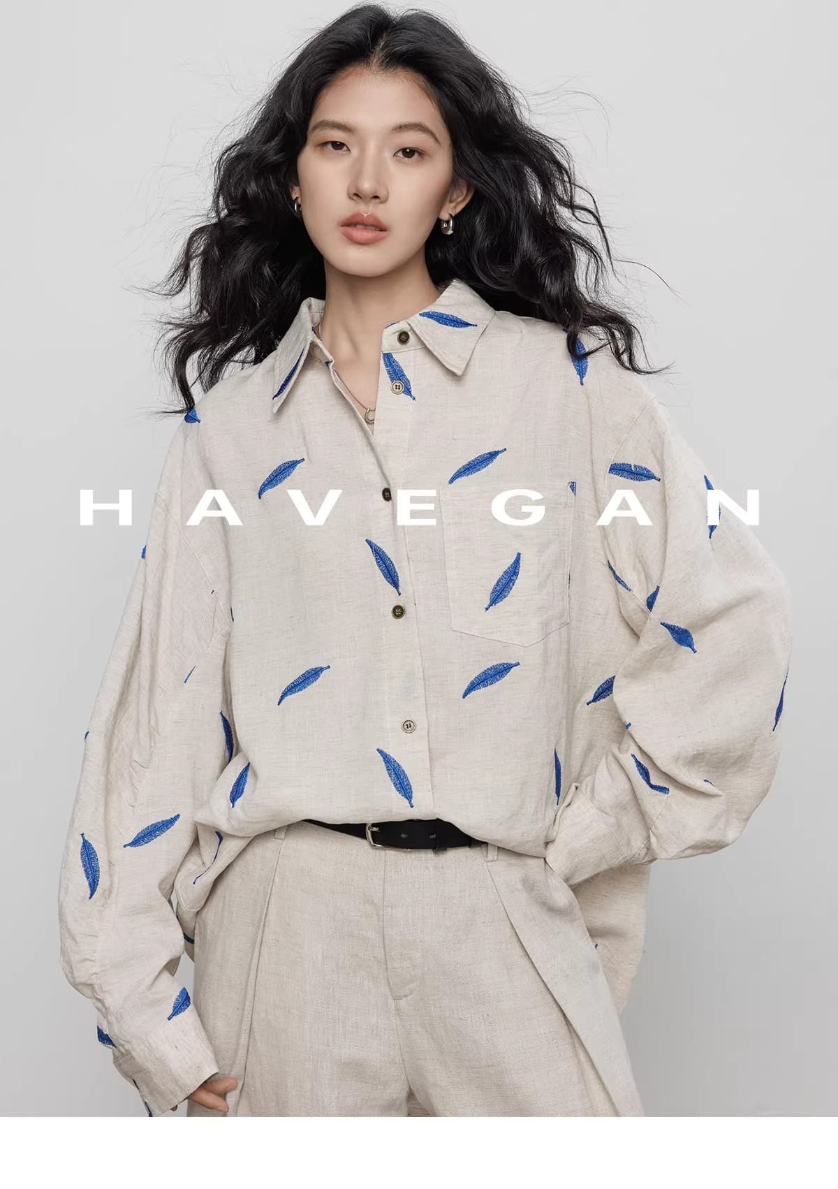 와 객실 havegan 봄 긴팔 자수 주간 실크 라미 여성 셔츠 디자인 센스 2026 새로운 캐주얼 맨위 상세 이미지 36