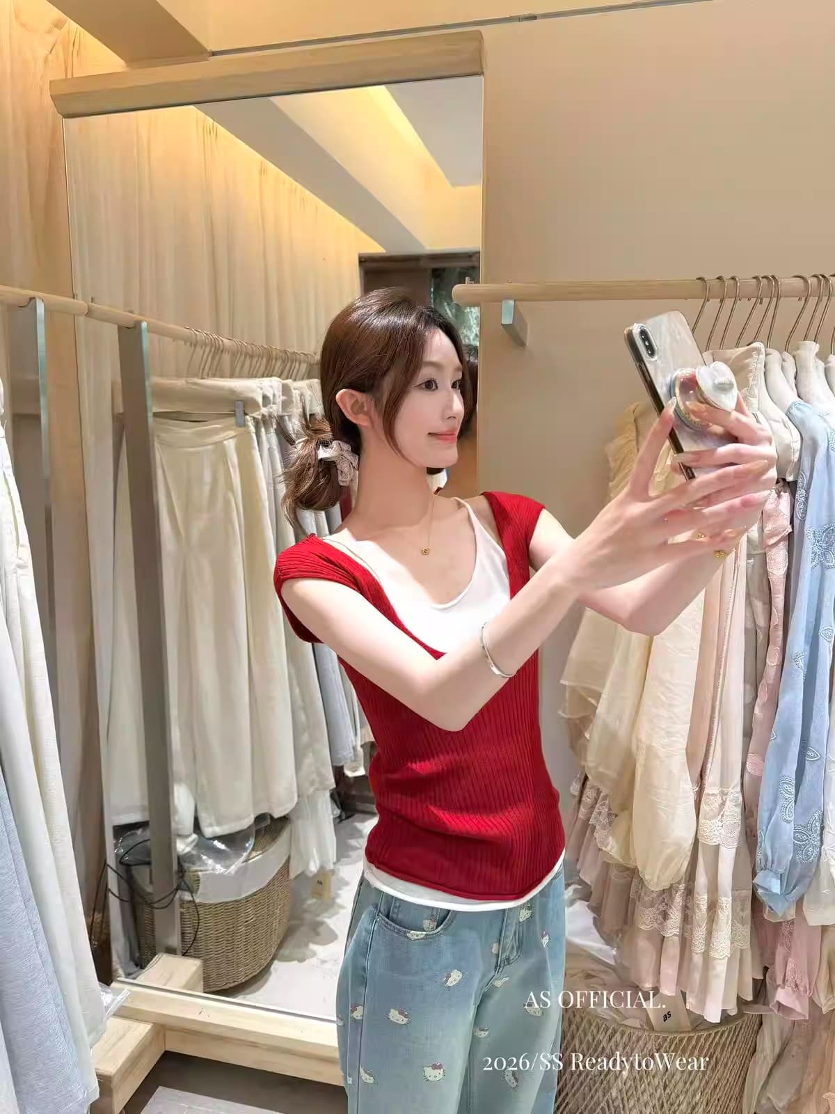 이른 봄 새로운 전체 얇은 장력 배색 페이크 레이어드 다용도 니트 스웨터 상세 이미지 1