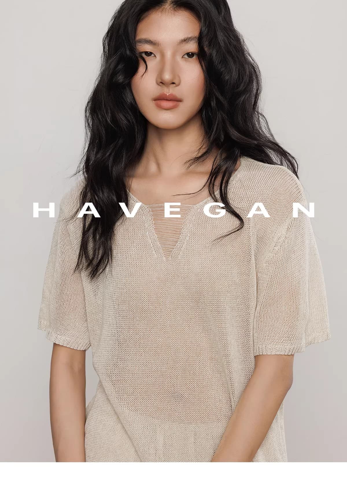 와 객실 havegan 여름 니트 반팔 여성 느긋한 루즈핏 캐주얼 오래된 돈 맨위 상세 이미지 89