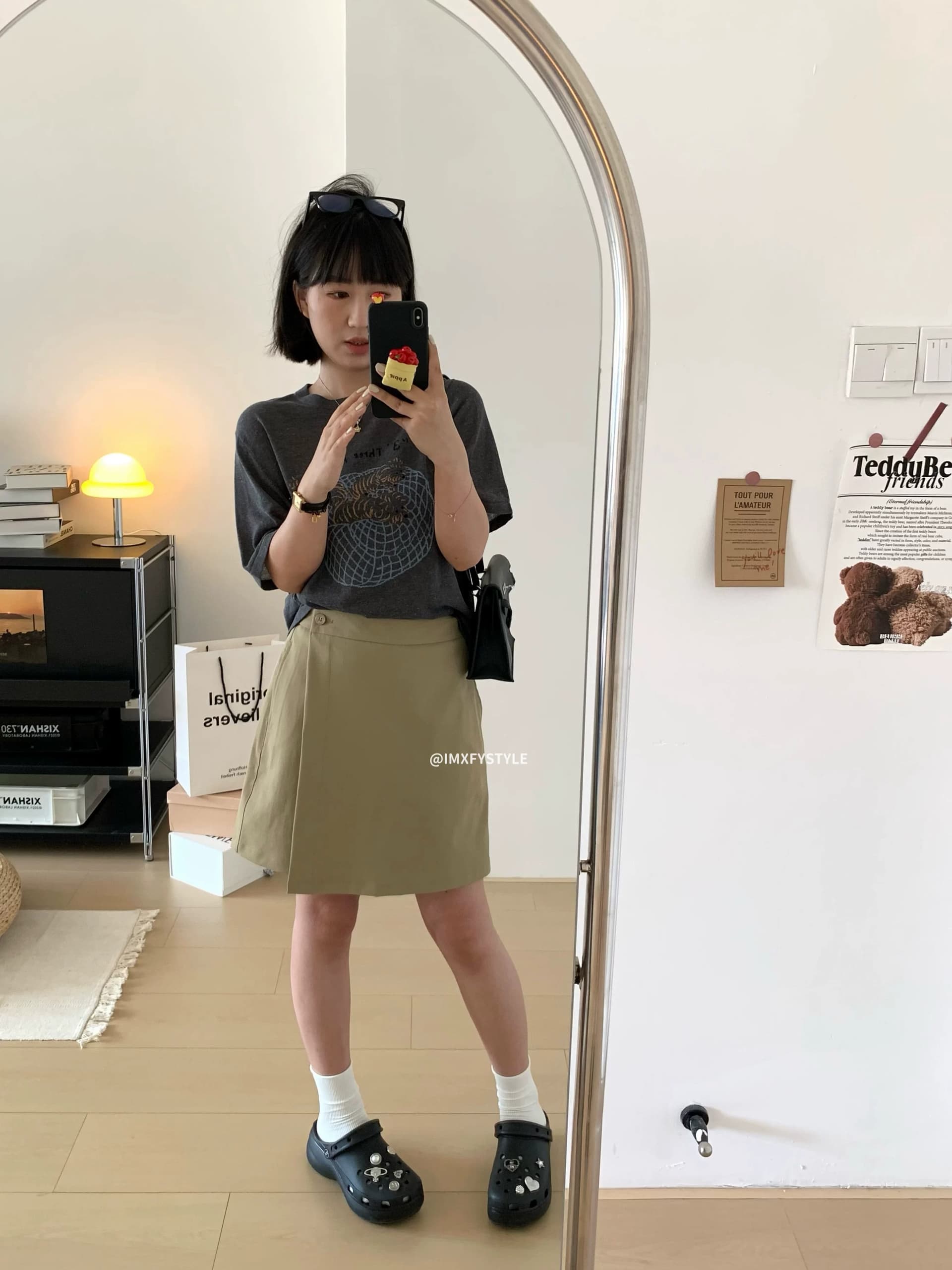 xfystyle_ 만화 패턴 반팔 니트 스웨터 여성 여름 라운드 넥 루즈핏 캐주얼 다용도 맨위 상세 이미지 5