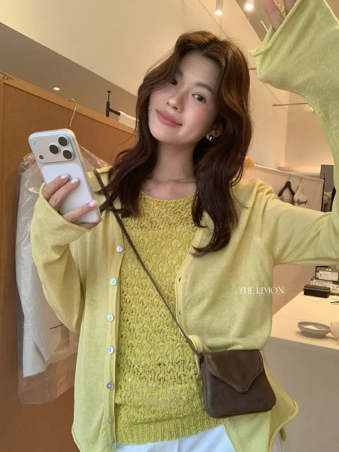 the lemon 여성 의류 한 부서 다용도 루즈핏 자외선 차단 니트 오픈 가디건 핑크색 맨위 상세 이미지 16