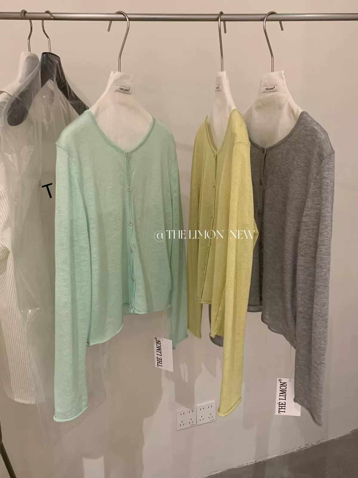 레몬 녹차 주요 추진력 섹션 품격 다용도 라운드 넥 자외선 차단 니트 오픈 가디건 상세 이미지 28