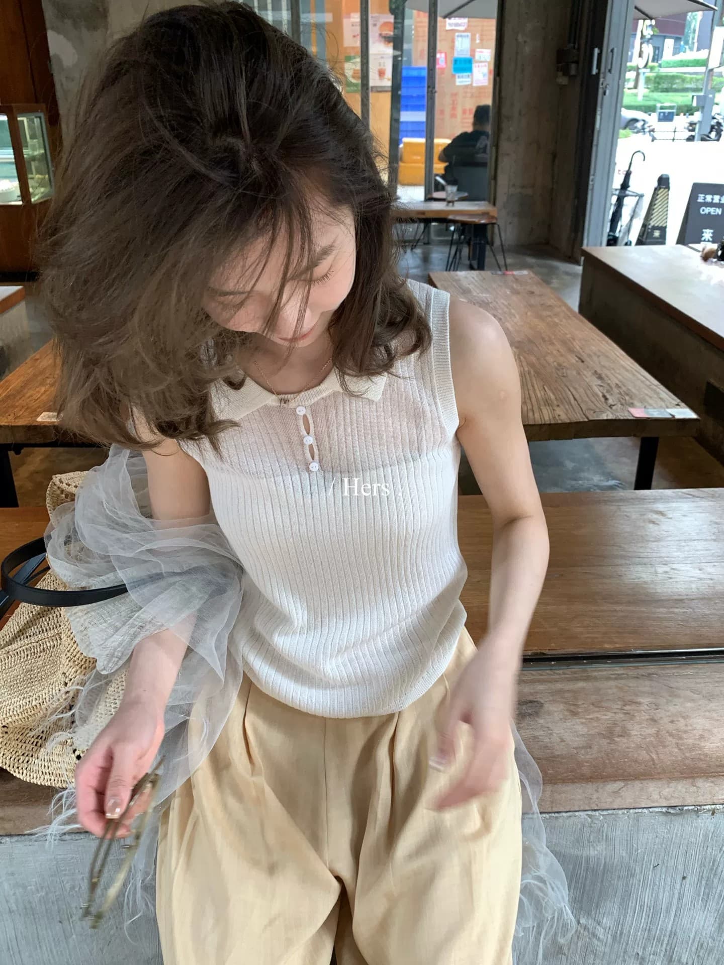 한숟가락 달콤한 품격 고급 센스 POLO 칼라 작은 절묘한 섹션 민소매 조끼 마이크로 ~을 통해 의류 2026 여름 상세 이미지 13