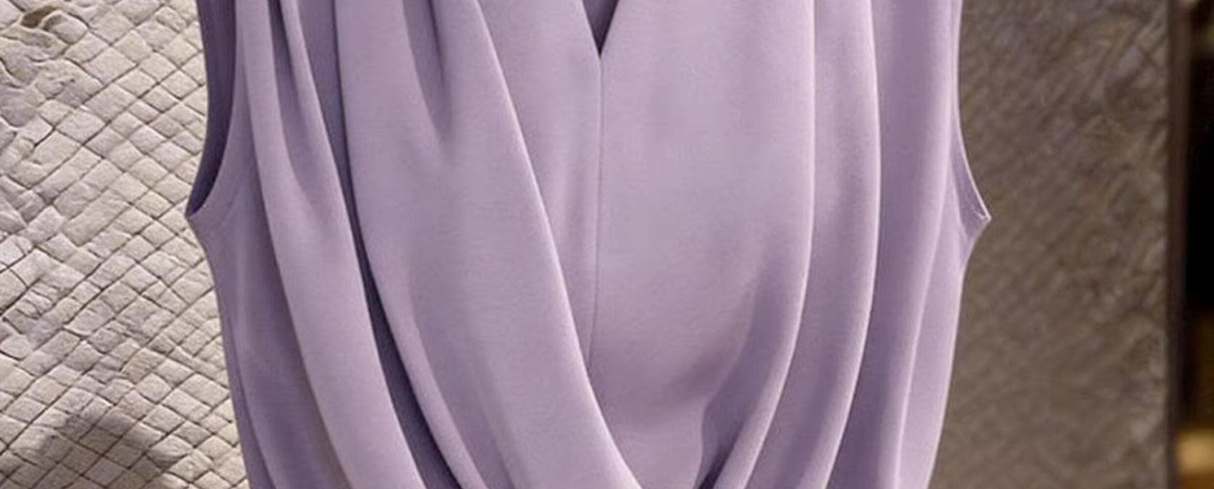 보라색 V넥 나가라. 민소매 어깨 작은 슬링 조끼 여성 의류 여름 디자인 작은 대중 십자가 주름 맨위 서비스 상세 이미지 8