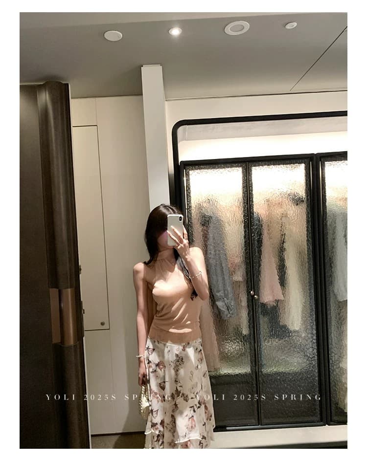 순수한 욕망 작은 심장 기계 행침 목 민소매 리본 맨위 여성 여름 몸매 가꾸기 슬림해 보이는 품격 슬립 상세 이미지 7