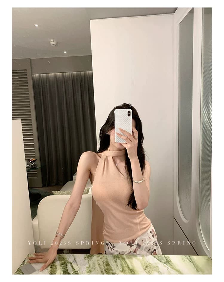순수한 욕망 작은 심장 기계 행침 목 민소매 리본 맨위 여성 여름 몸매 가꾸기 슬림해 보이는 품격 슬립 상세 이미지 8