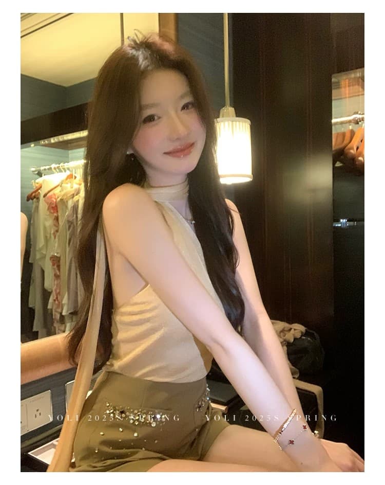 순수한 욕망 작은 심장 기계 행침 목 민소매 리본 맨위 여성 여름 몸매 가꾸기 슬림해 보이는 품격 슬립 상세 이미지 13