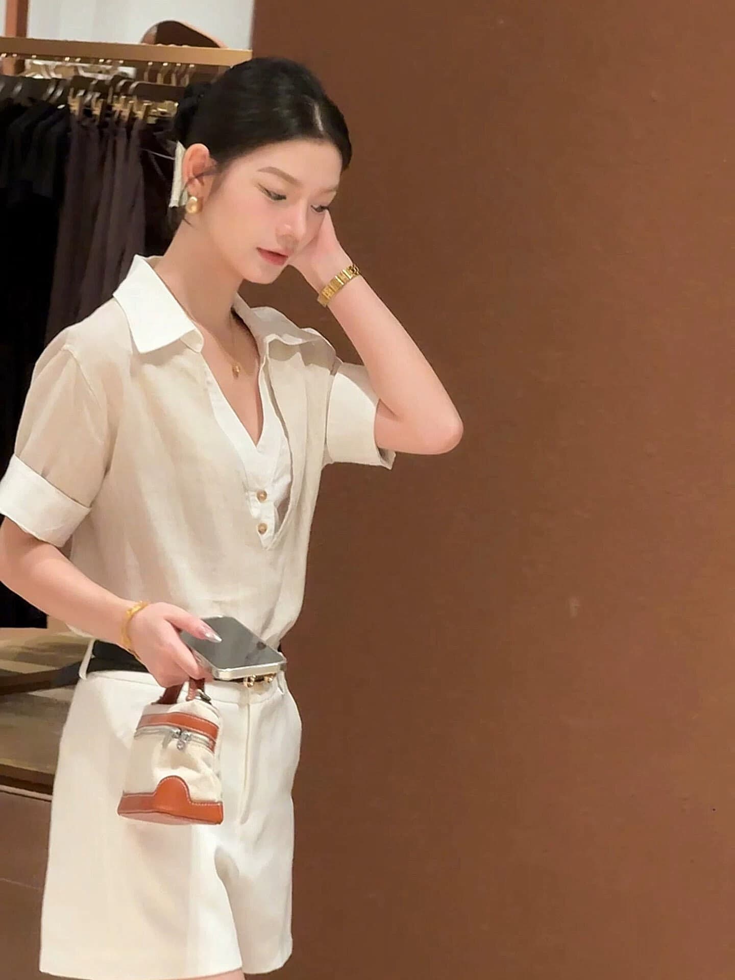 오래된 돈 바람 착용 가져 가라. 페이크 레이어드 반팔 셔츠 여자 여름 얇은 스타일 셔츠 작은 대중 디자인 센스 아니요 명중 섹션 맨위 상세 이미지 6