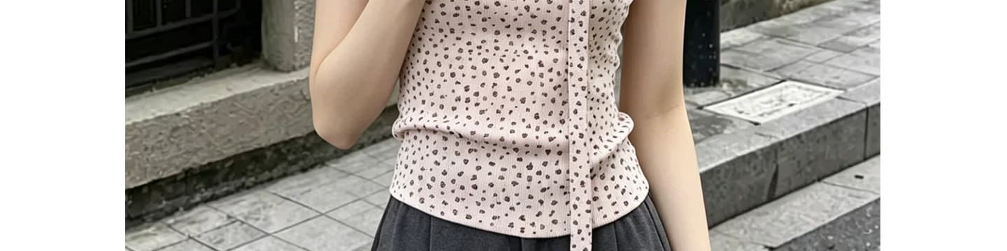도파민 착용 가져 가라. 행침 목 리본 니트 작은 슬링 조끼 여성 여름 외출용 핫걸 몸매 가꾸기 섹시함 민소매 맨위 상세 이미지 8