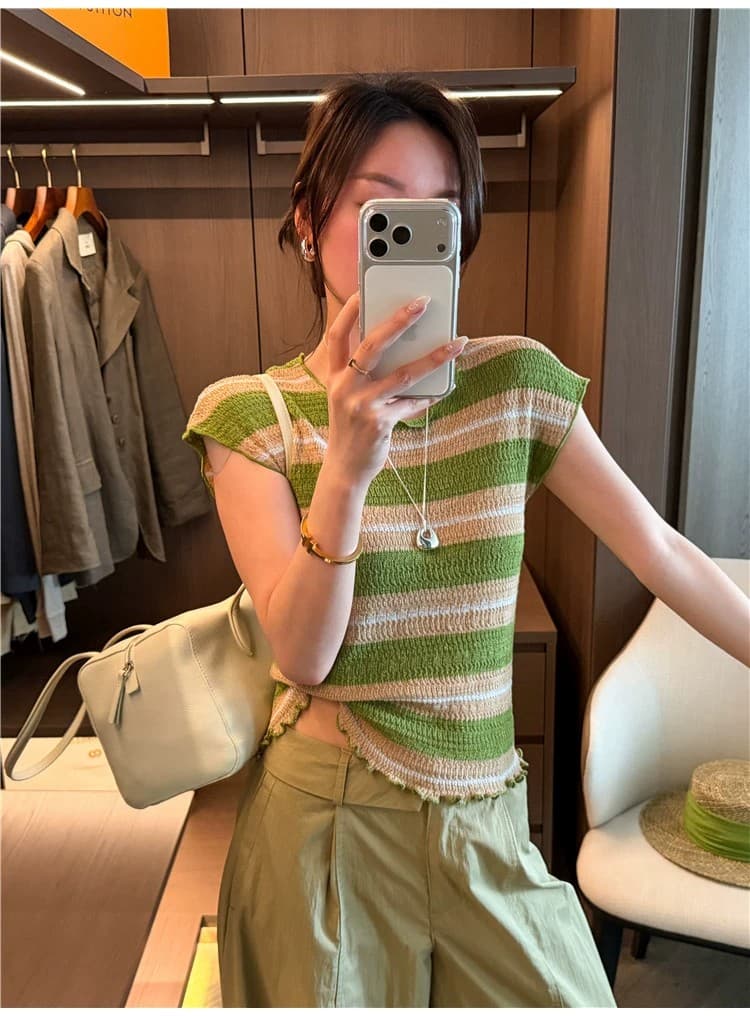 프릴 Feifei 소매 짠 셔츠 여성 유럽 역 2026 여름 새로운 유럽 상품 여성 의류 외국 가스 작은 셔츠 트렌디 상세 이미지 9