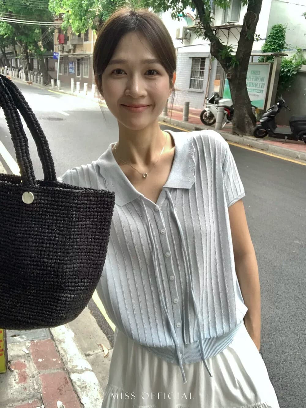 2026 여름 새로운 캐주얼 다용도 품격 신선함 폴로 칼라 반팔 여성 뜨개질 오픈 가디건 귀여운 연령 감소 맨위 이미지 4
