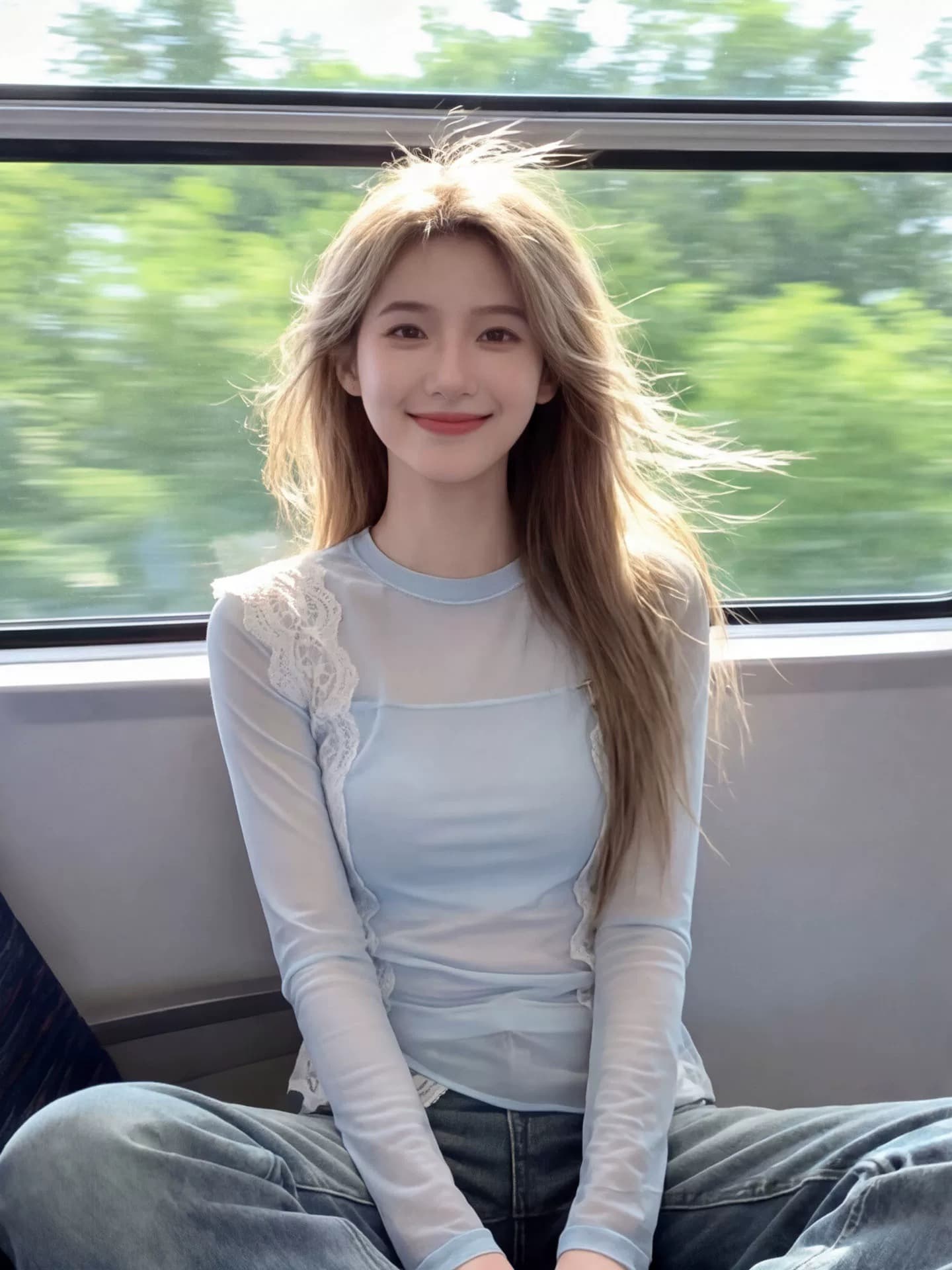 고유 한 아름다운 파란색 레이스 조각 작은 셔츠 여성 의류 여름 블라우스 자외선 차단 긴팔 티셔츠 외국 가스 고귀한 맨위 상세 이미지 6
