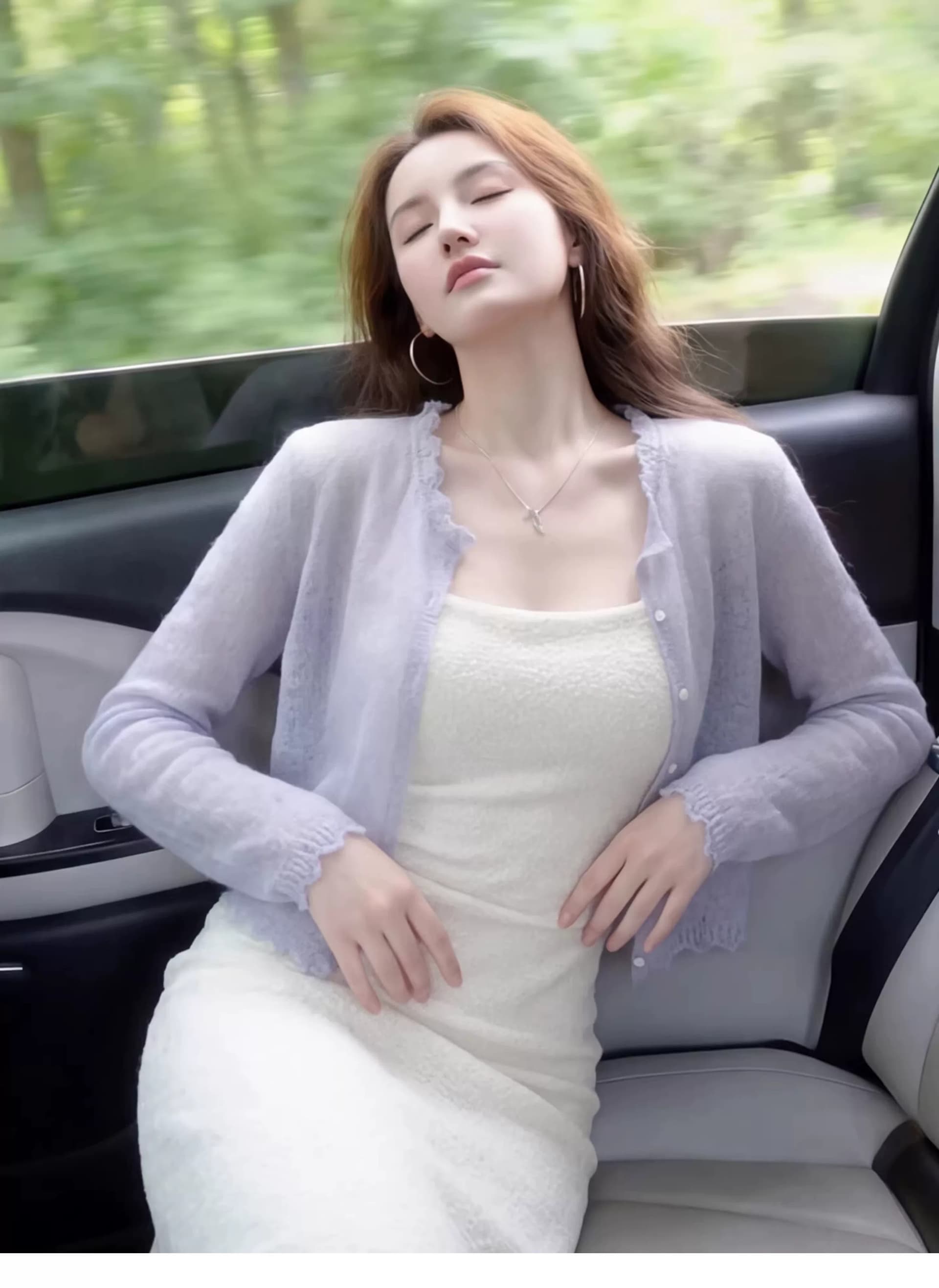 작은 키 보라색 니트 오픈 가디건 숄 여성 여름 슬립 외부 가져 가라. 얇은 스타일 자외선 차단 블라우스 에어컨 맨위 상세 이미지 6