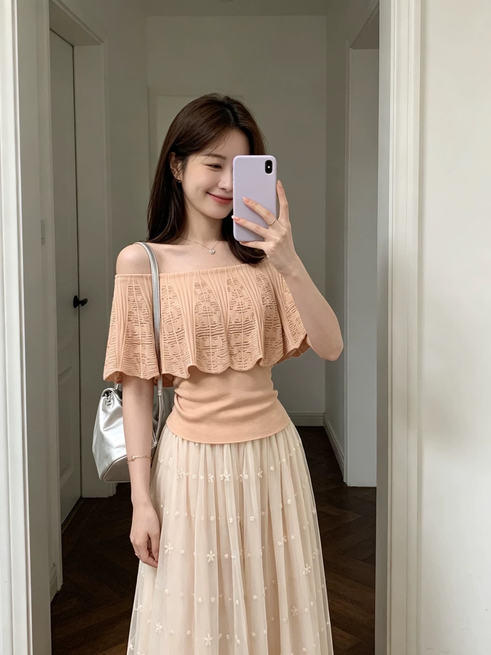 한 부서 부드러운 바람 오프숄더 홀로우 아웃 니트 스웨터 여성 여름 새로운 품격 몸매 가꾸기 슬림해 보이는 다용도 연령 감소 맨위 상세 이미지 3