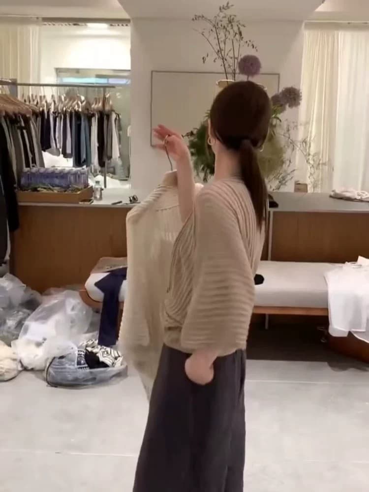 루즈핏 느슨함 센스 니트 자외선 차단 오픈 가디건 여성 얇은 스타일 숄 여름 경기 슬립 외부 가져 가라. 블라우스 상세 이미지 5