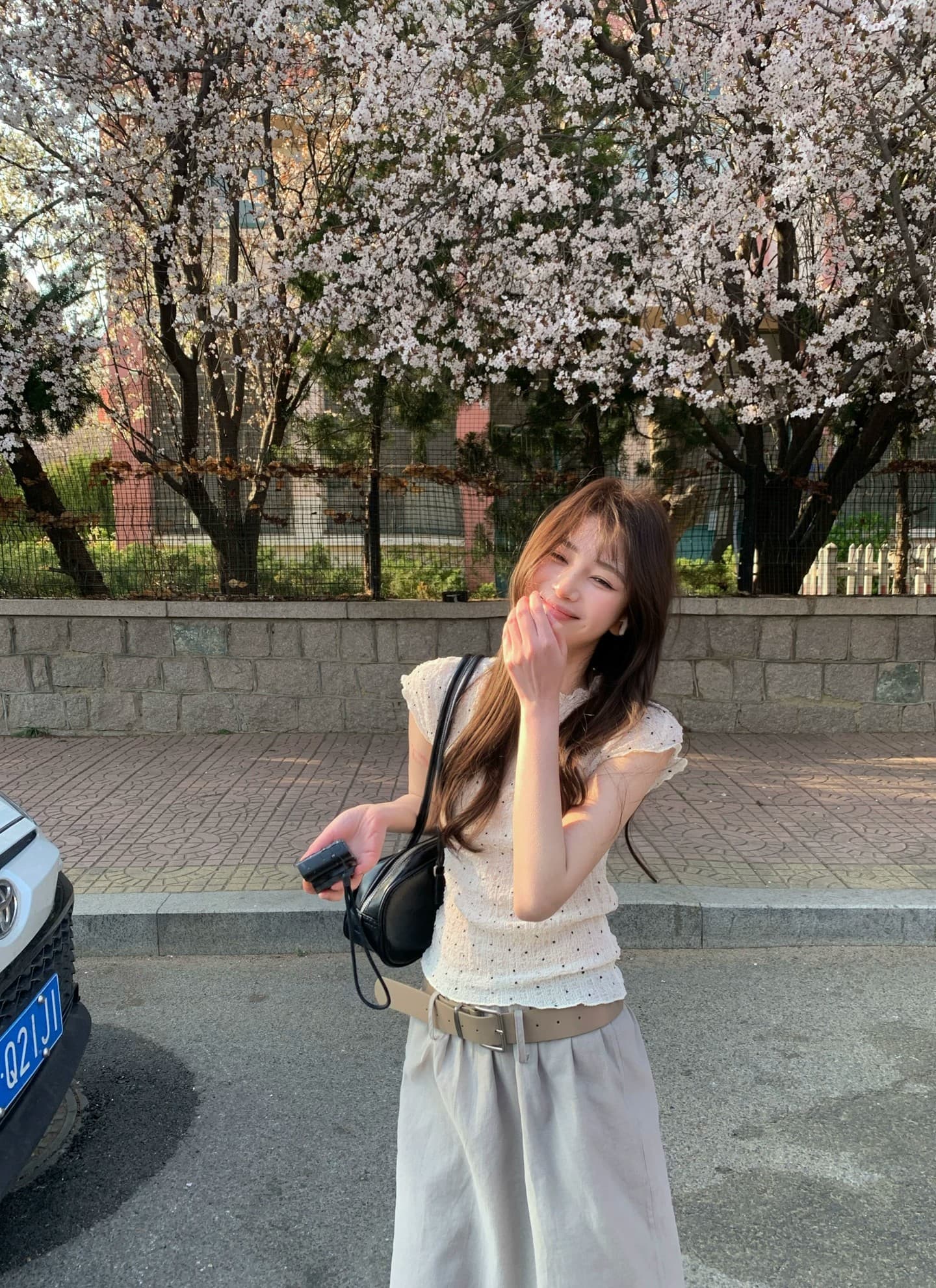 peaceonesoul 직접 만든 한 부서 도트 무늬 주름 질감 디자인 반팔 티셔츠 여성 여름 몸매 가꾸기 슬림해 보이는 맨위 상세 이미지 7