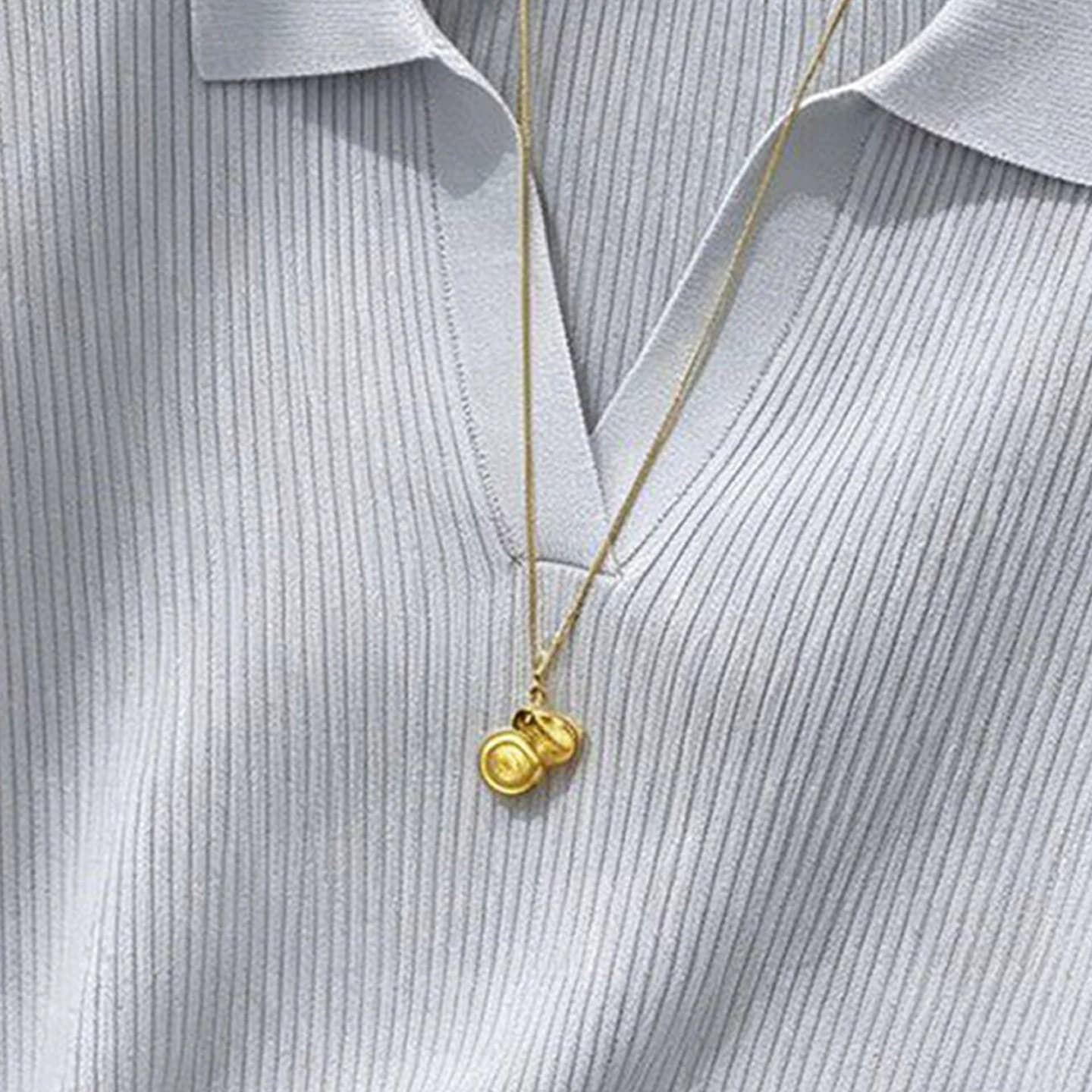 티셔츠 여름 새로운 POLO 칼라 긍정적 인 어깨 반팔 몸매 가꾸기 니트 얇은 스타일 맨위 이미지 5