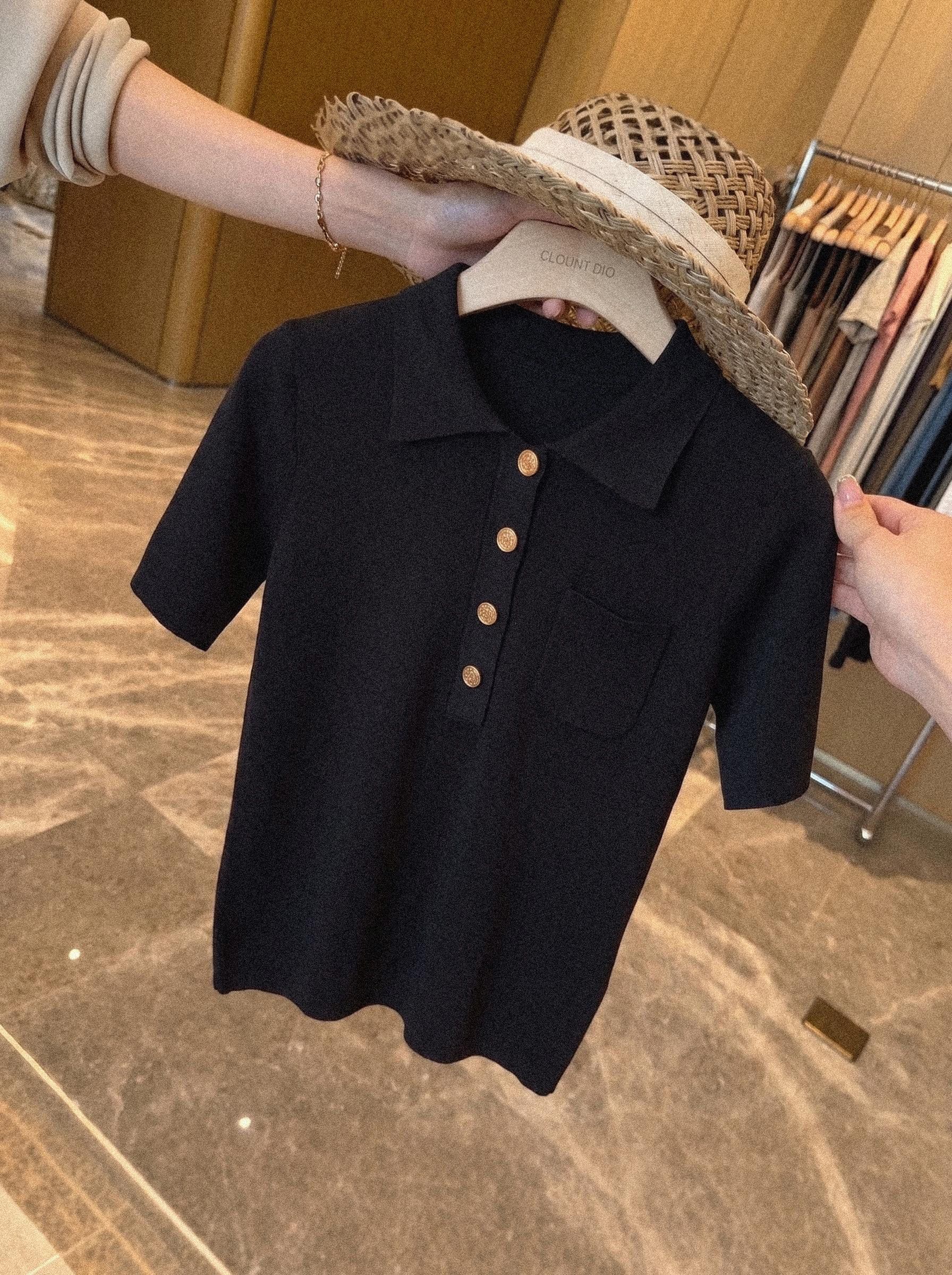 프랑스식 품격 POLO 셔츠 폴로 칼라 니트 반팔 티셔츠 여성 여름 고급 센스 긍정적 인 어깨 몸매 가꾸기 아름다운 작은 맨위 이미지 3