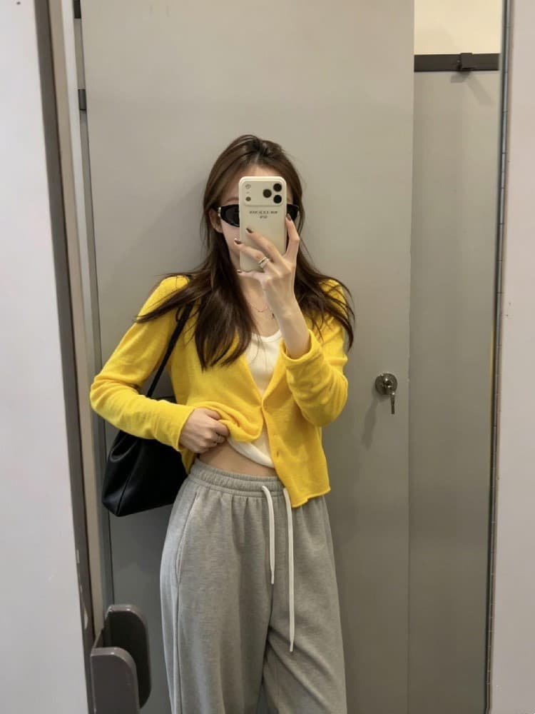 실사 황색 니트 오픈 가디건 여성 코트 이른 가을 한 부서 고급 센스 chic Chic 고유 한 아름다운 맨위 상세 이미지 1