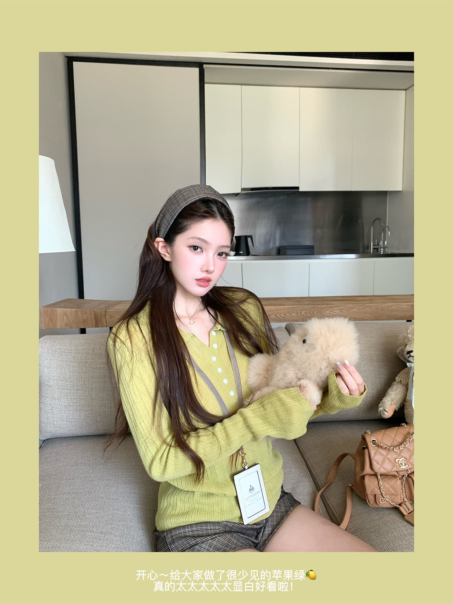 주 추 소녀 ~ 중 POLO 칼라 부드러운 찹쌀 연령 감소 니트 스웨터 여성 가을 느긋한 슬림해 보이는 긴팔 맨위