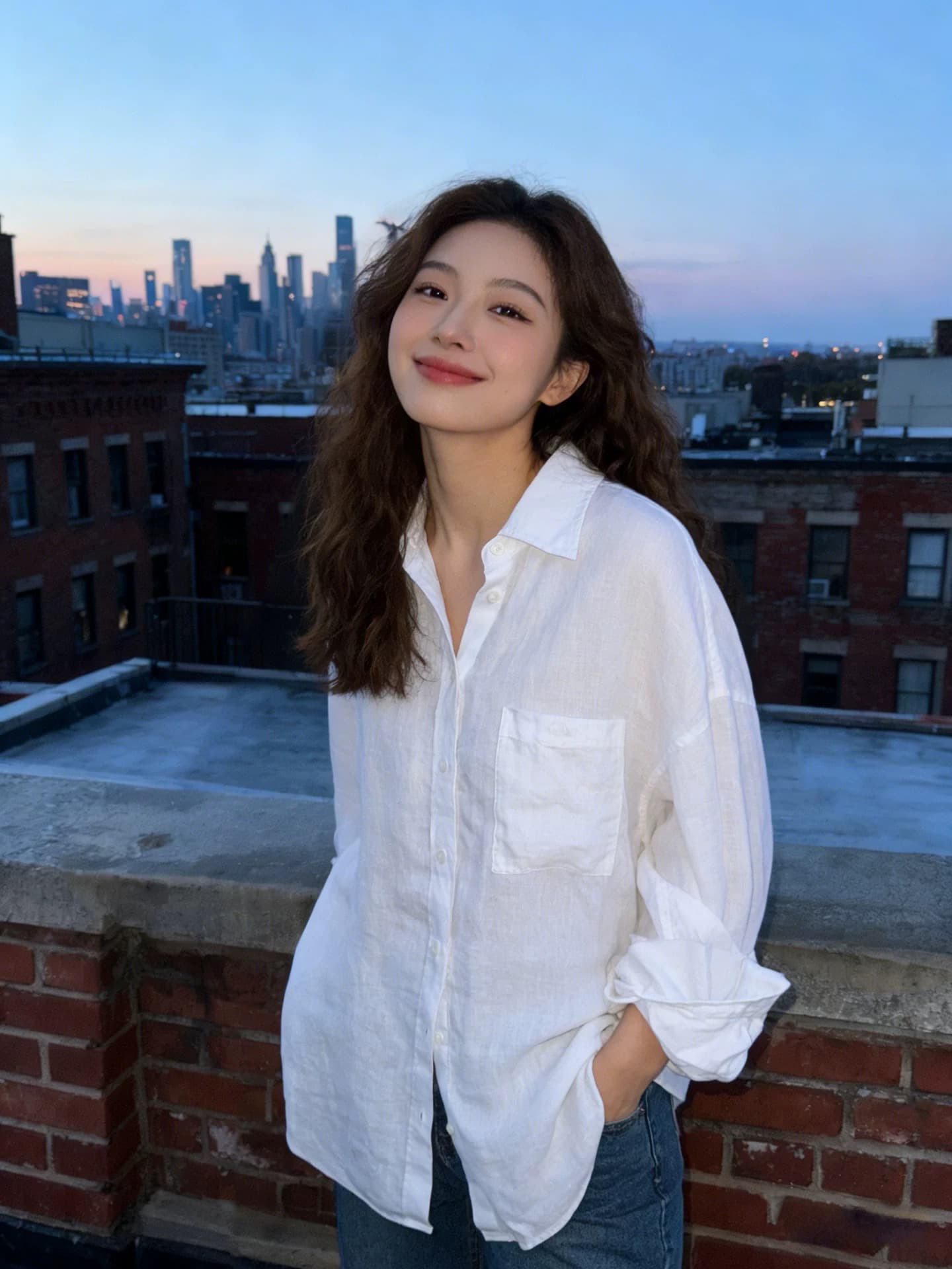 오래된 돈 바람 화이트 폴로 칼라 단추 얇고 가벼운 느긋한 여성 셔츠 느슨함 센스 출퇴근 루즈핏 슬림해 보이는 다용도 맨위 상세 이미지 2