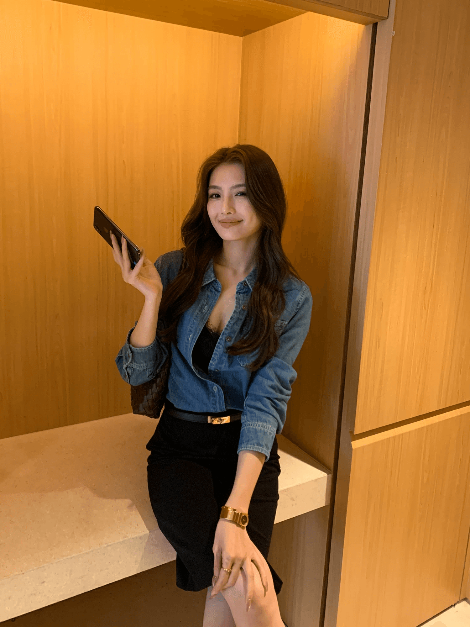 질감 단 닝 데님 셔츠 대나무 마디 질감 루즈핏 오픈 가디건 맨위 여성 스택 착용 얇은 코트 상세 이미지 3