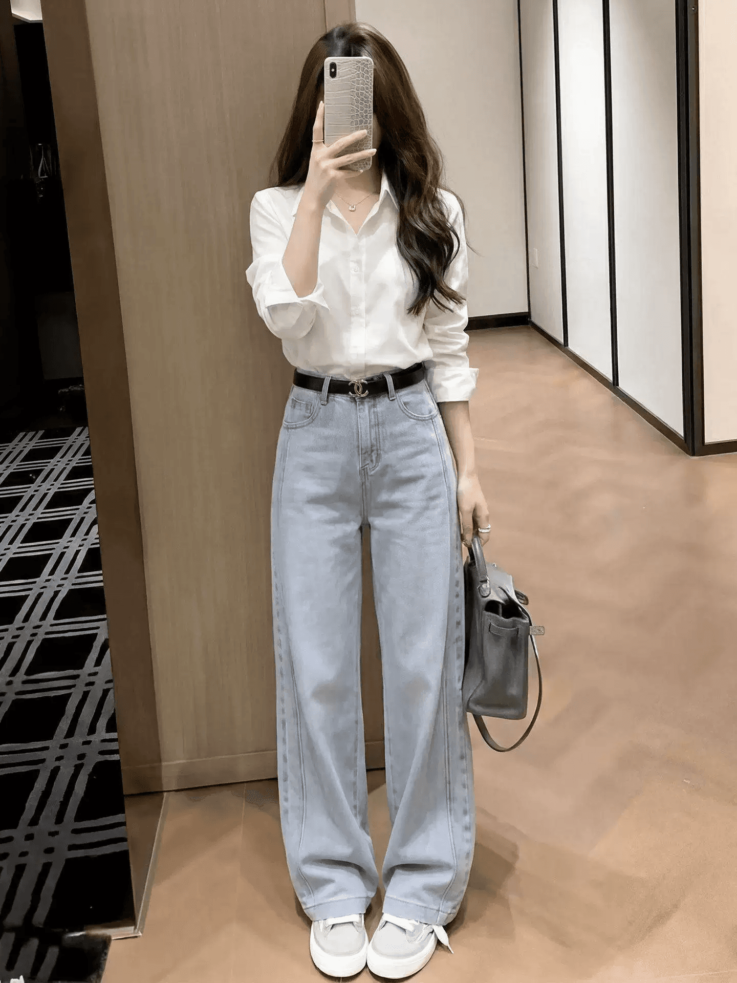 화이트 폴로 칼라 여성 셔츠 봄 가을 2026 새로운 작은 키 인사이드 가져 가라. 셔츠 경력 출퇴근 면접 긴팔 맨위 이미지 2