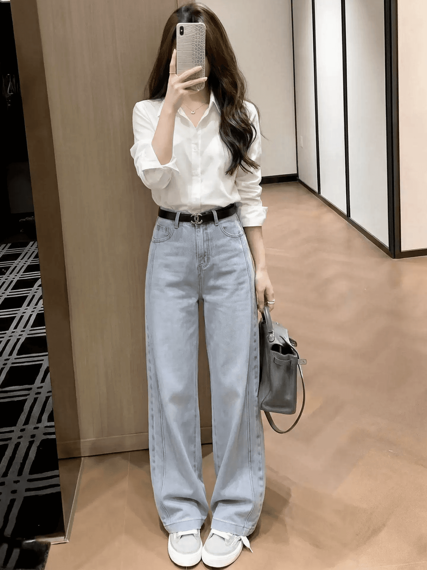 화이트 폴로 칼라 여성 셔츠 봄 가을 2026 새로운 작은 키 인사이드 가져 가라. 셔츠 경력 출퇴근 면접 긴팔 맨위 이미지 3