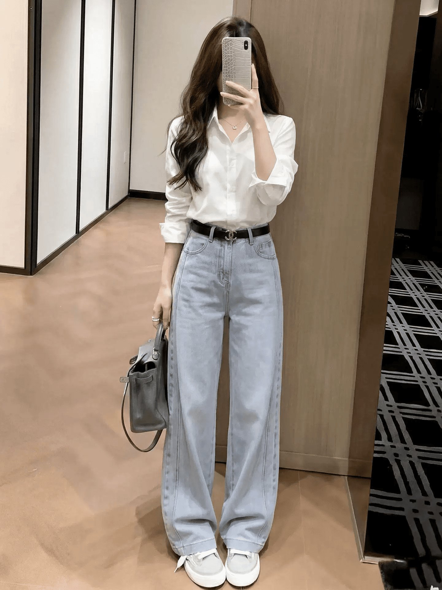 화이트 폴로 칼라 여성 셔츠 봄 가을 2026 새로운 작은 키 인사이드 가져 가라. 셔츠 경력 출퇴근 면접 긴팔 맨위 상세 이미지 3