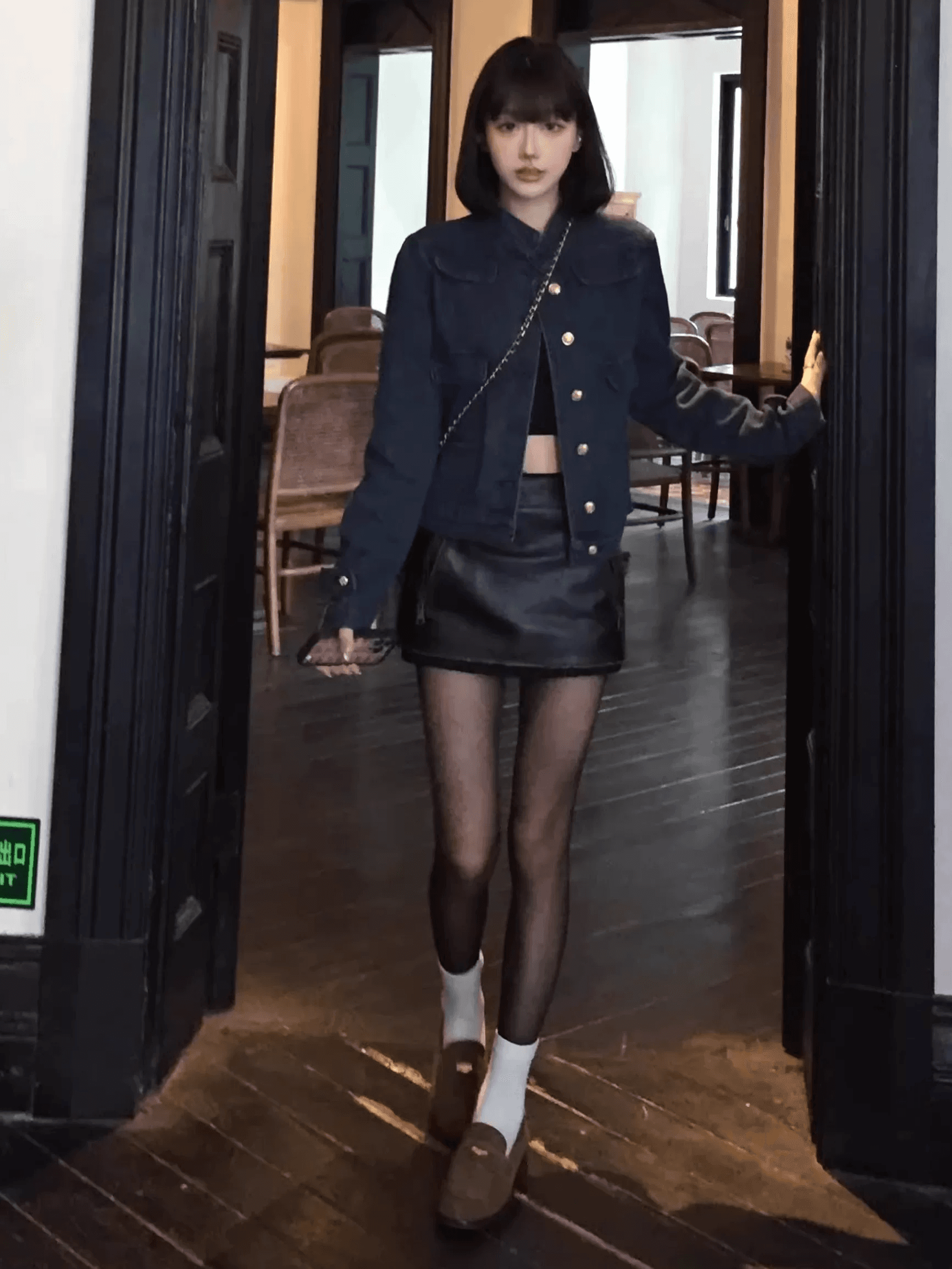 데님 작은 샤넬 스타일 여성 코트 봄 가을 새로운 천 골드 오래된 돈 바람 레트로 슬림해 보이는 긍정적 인 어깨 달콤한 차가운 재킷 맨위 트렌디 이미지 3
