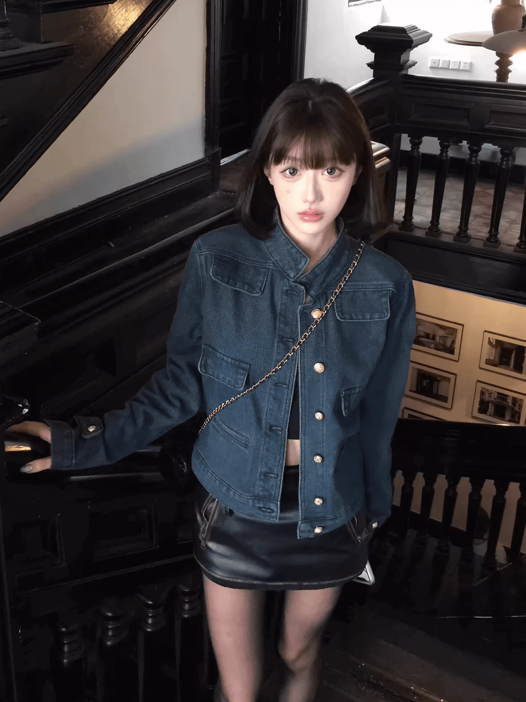 데님 작은 샤넬 스타일 여성 코트 봄 가을 새로운 천 골드 오래된 돈 바람 레트로 슬림해 보이는 긍정적 인 어깨 달콤한 차가운 재킷 맨위 트렌디