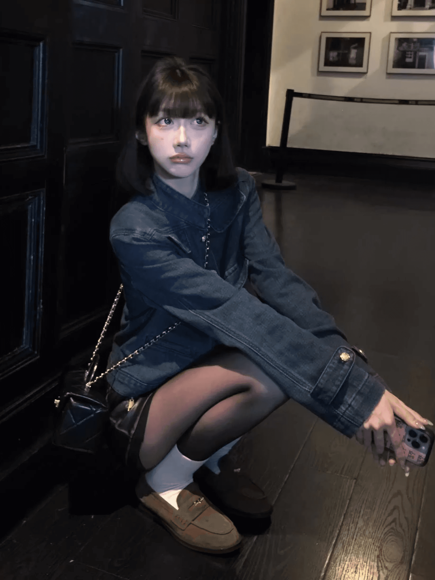 데님 작은 샤넬 스타일 여성 코트 봄 가을 새로운 천 골드 오래된 돈 바람 레트로 슬림해 보이는 긍정적 인 어깨 달콤한 차가운 재킷 맨위 트렌디 이미지 4