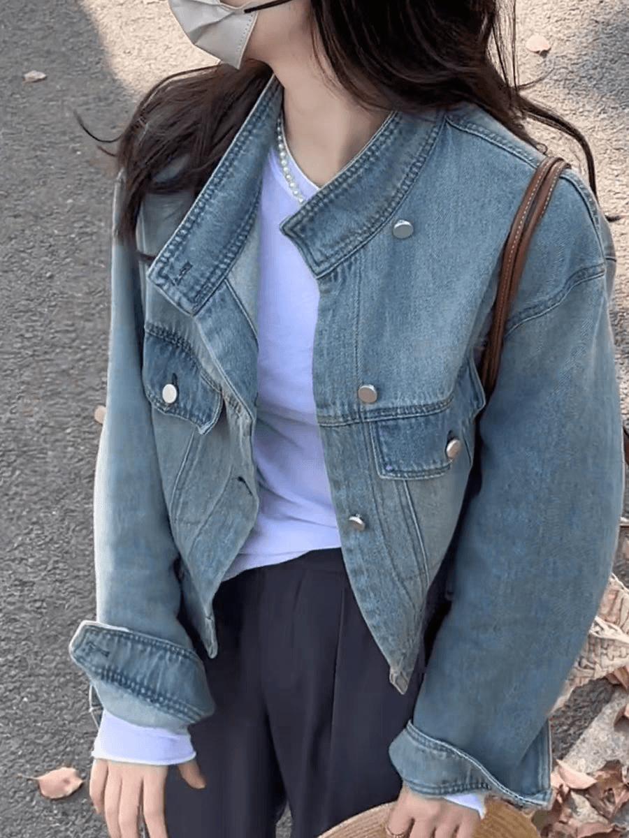 캐주얼 데님 여성 코트 쇼트 스타일 2026 봄 가을 새로운 한국 스타일 루즈핏 야구 유니폼 맨위 다용도 패션 재킷 상세 이미지 1