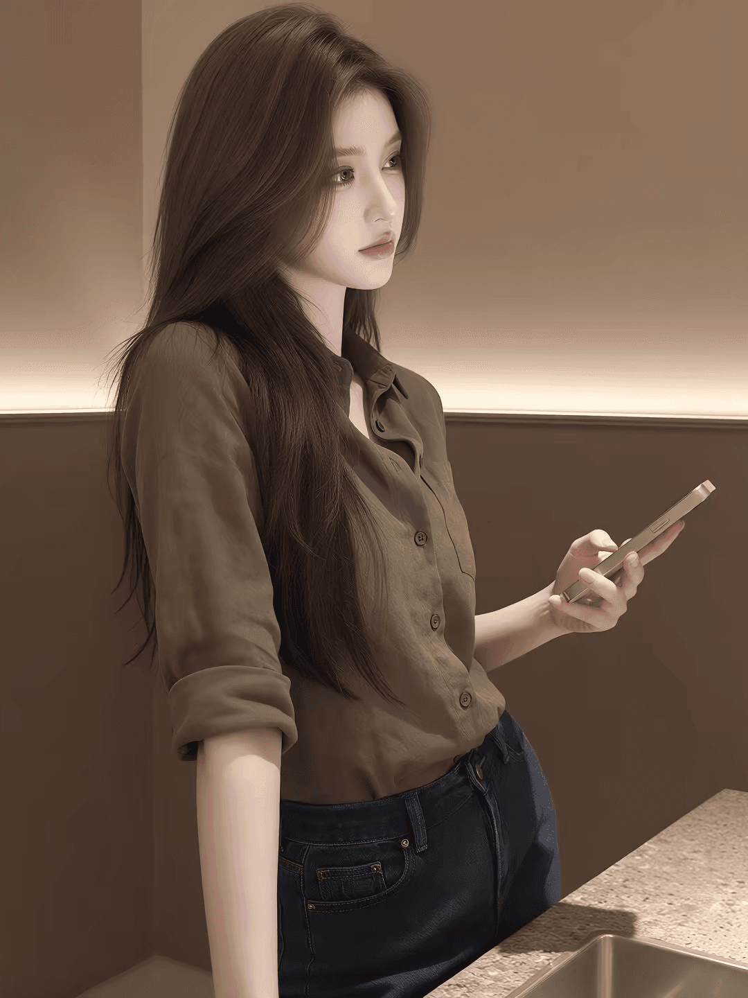 레트로 스타일 디자인 센스 긴팔 여성 셔츠 폴로 칼라 오픈 가디건 품격 맨위 녹색 출퇴근 바람 2026 봄 새로운 상세 이미지 1