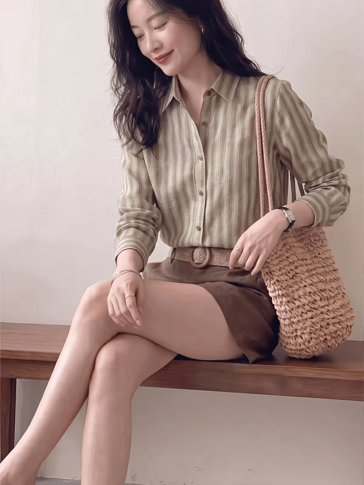 복잡한 고대 돈 바람 스트라이프 배색 아마 여성 셔츠 여름 외부 가져 가라. 출퇴근 면 린넨 셔츠 루즈핏 도루 센스 맨위 상세 이미지 3