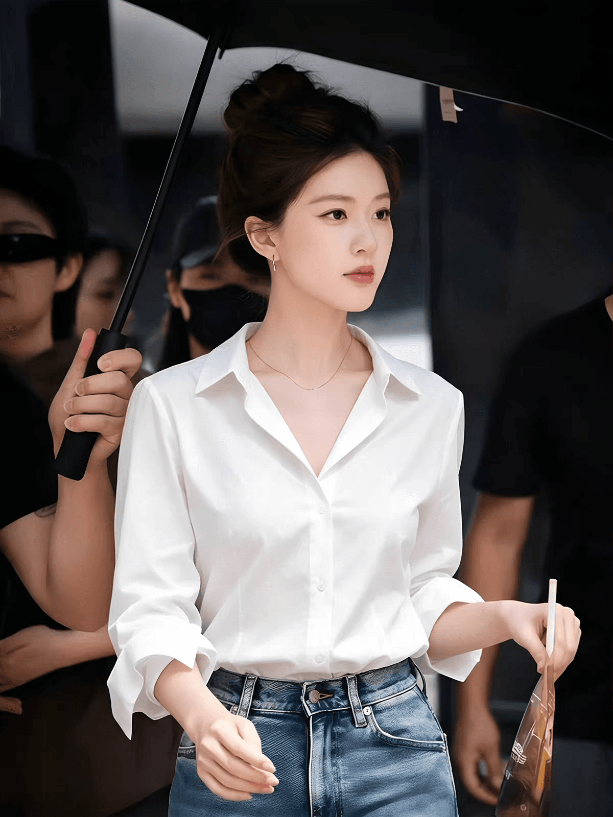 프랑스식 화이트 폴로 칼라 여성 셔츠 가을 긴팔 몸매 가꾸기 허리 수축 슬림해 보이는 출퇴근 착용 가져 가라. 품격 기본 셔츠 맨위 이미지 2