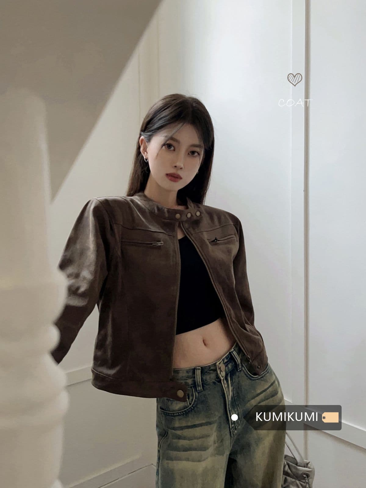 아메리칸 레트로 마 오래된 브라운 쇼트 스타일 재킷 재킷 2026 봄 새로운 핫걸 다용도 스탠드 칼라 pu 가죽 재킷 상세 이미지 4