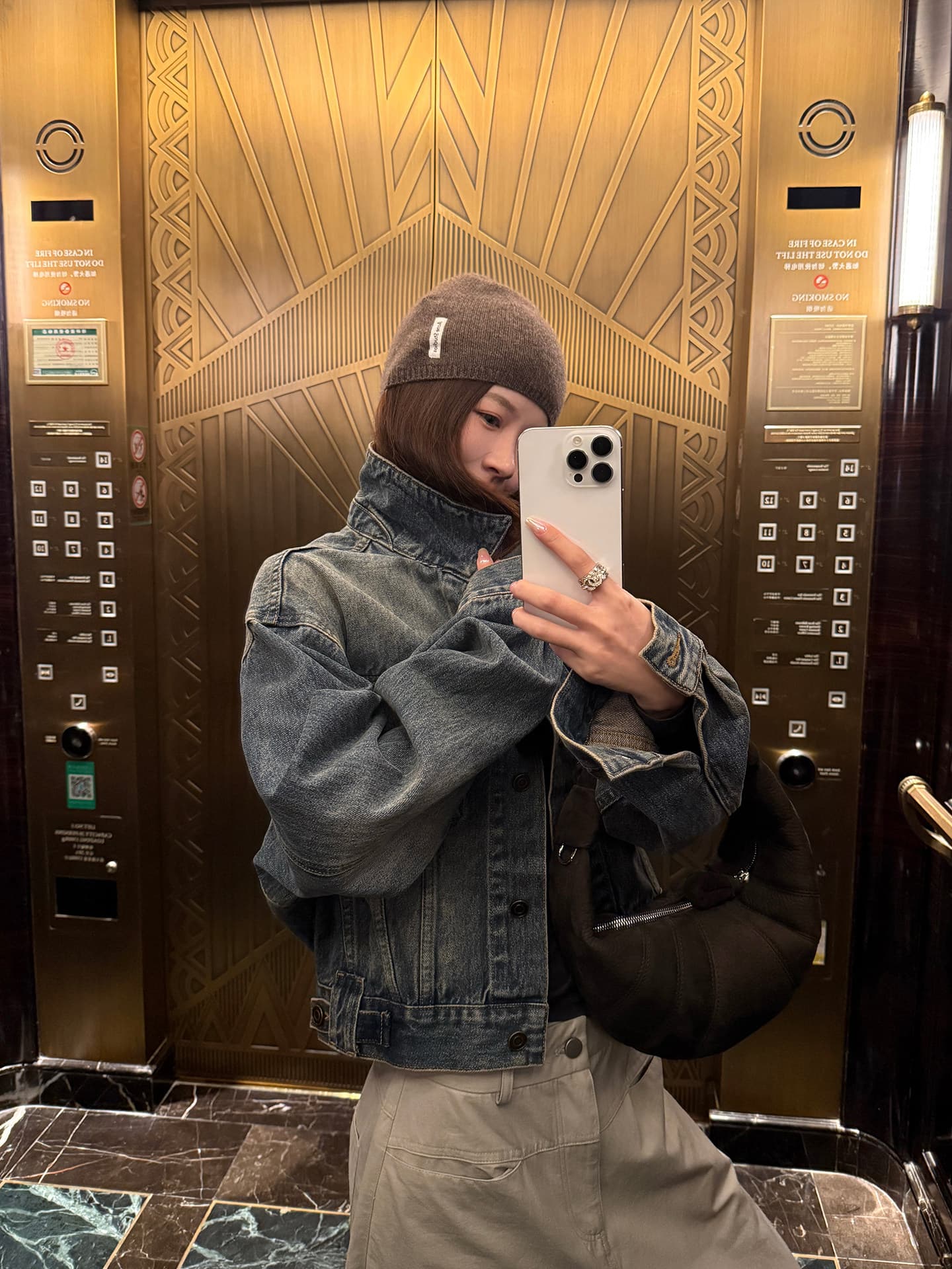 here yaya shop 분위기 도서관 세련된 좋은 bi 입력 레트로 무거운 작업 워싱 작은 에디션 데님 재킷 상세 이미지 1